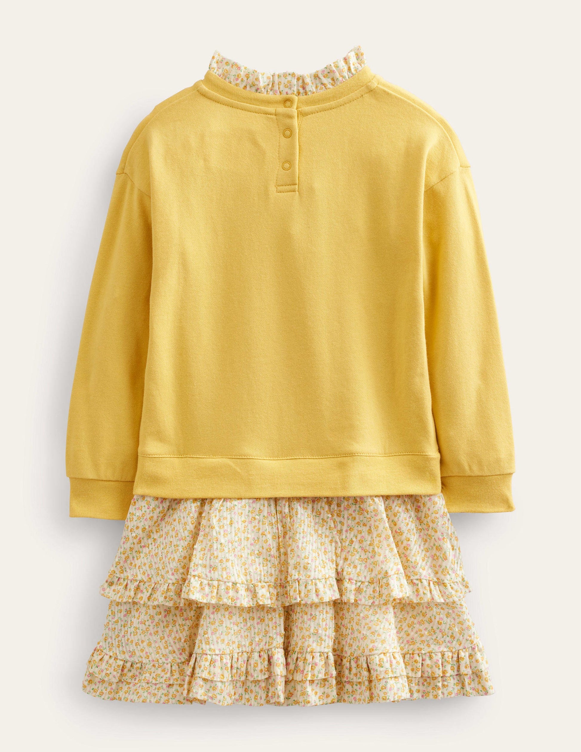 Sweat Woven Mix Dress-Sweet Honeycomb Yellow-2