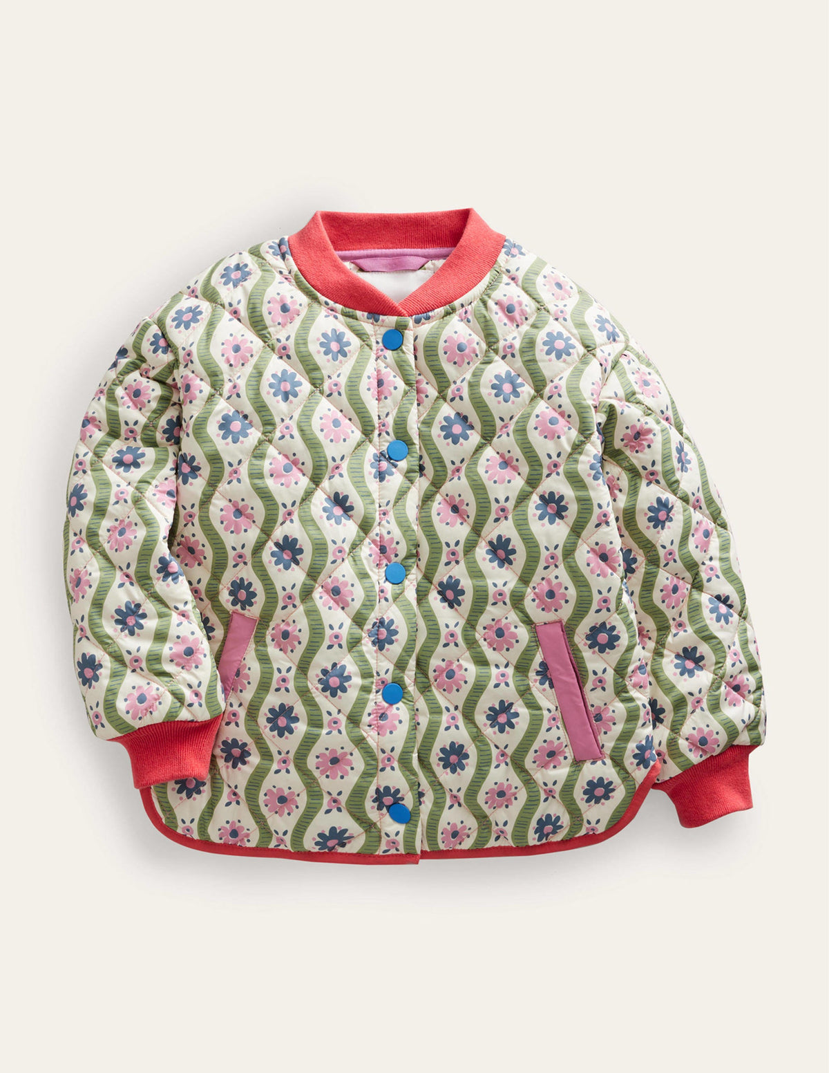 Quilted Bomber Jacket-Vanilla Pod Large Daisy Wave-1