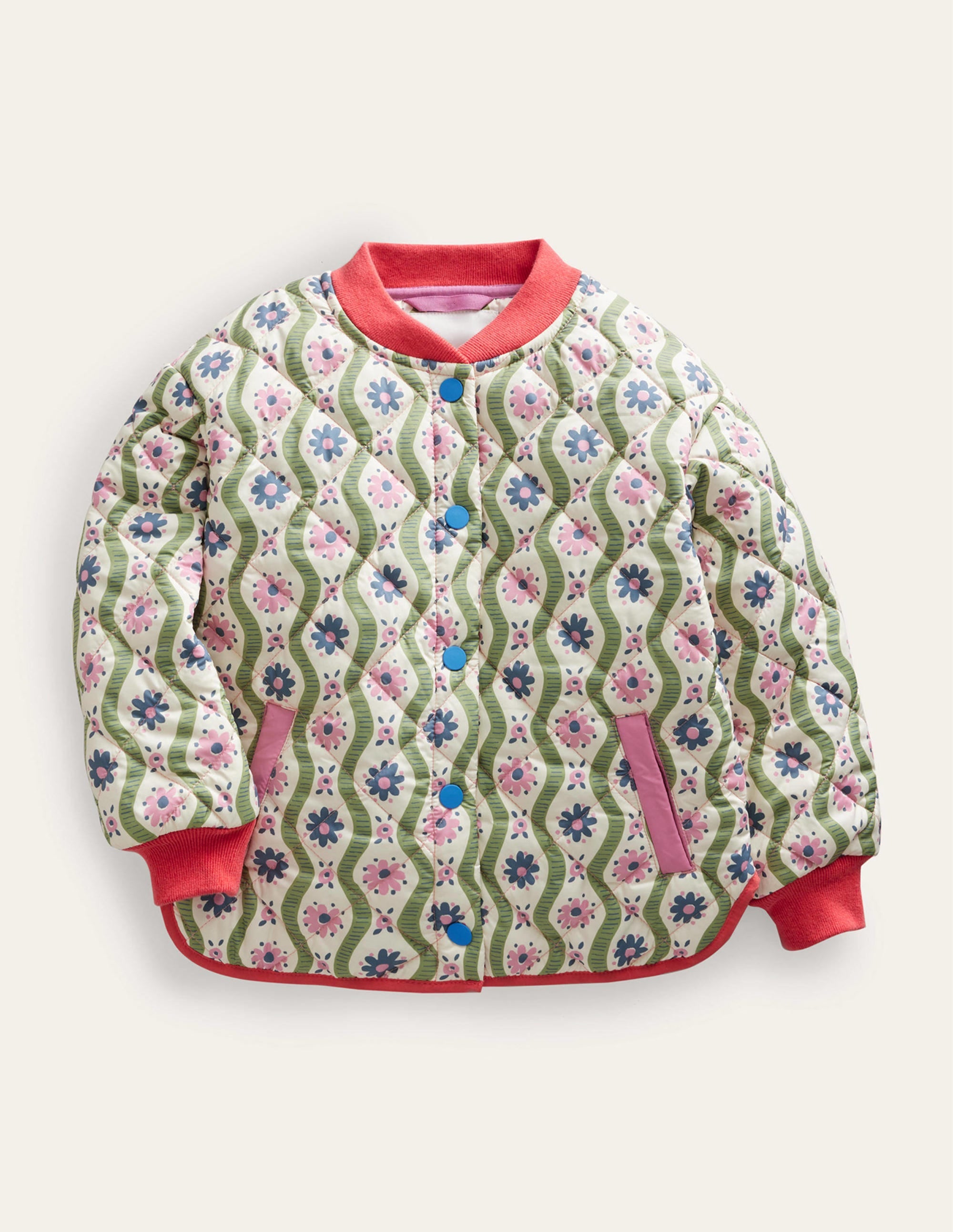 Quilted Bomber Jacket-Vanilla Pod Large Daisy Wave - Image 1