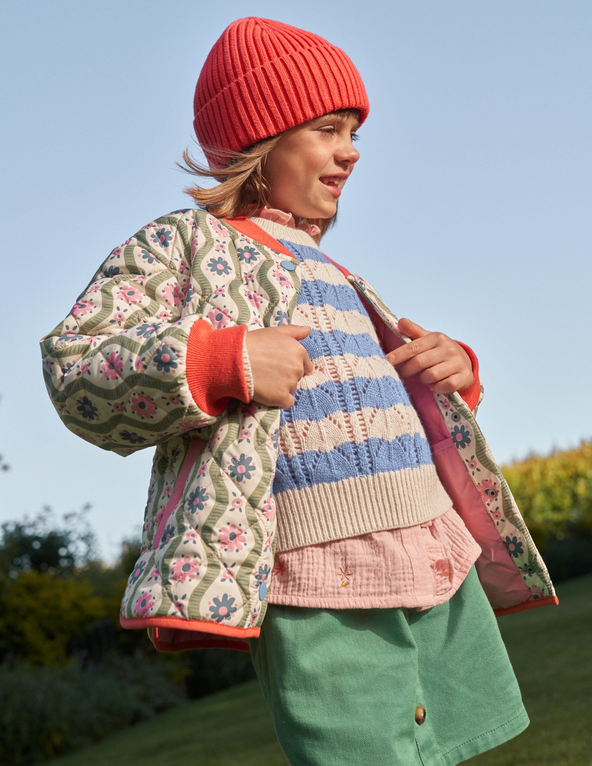 Quilted Bomber Jacket-Vanilla Pod Large Daisy Wave - Image 5