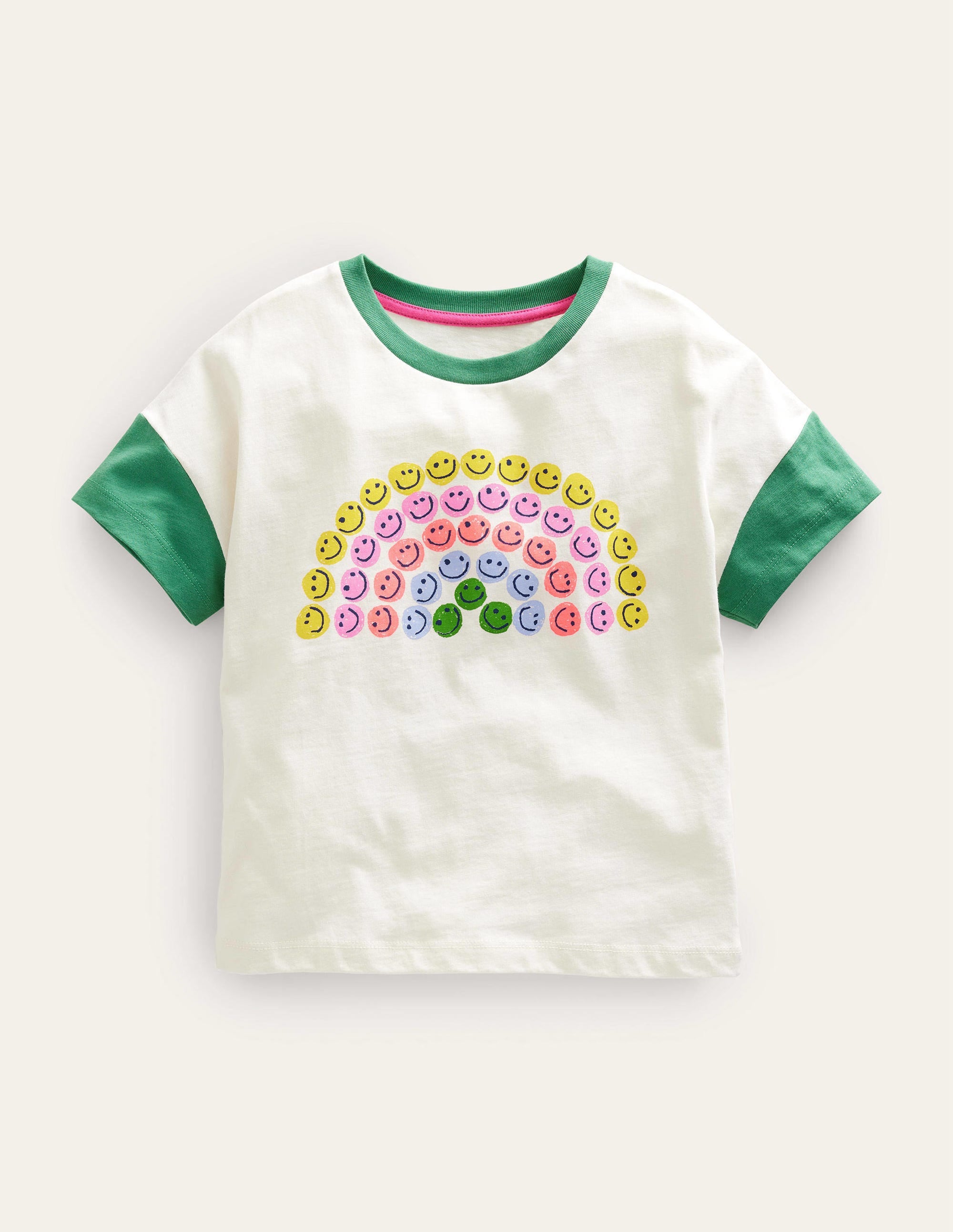 Printed Graphic T-shirt-Mountain Green Rainbow - Image 1