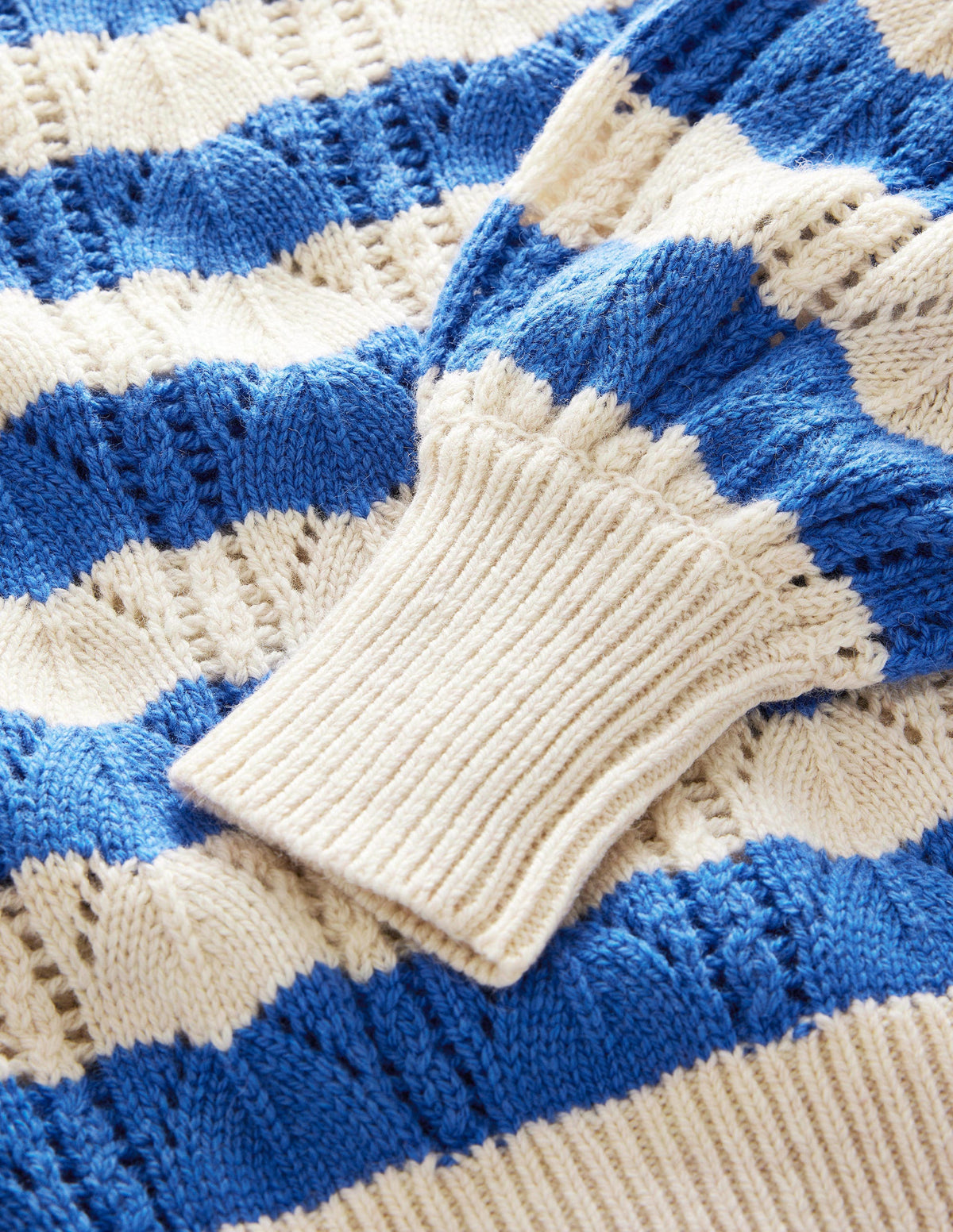 Relaxed Textured Jumper-Blue Stripe - Image 3