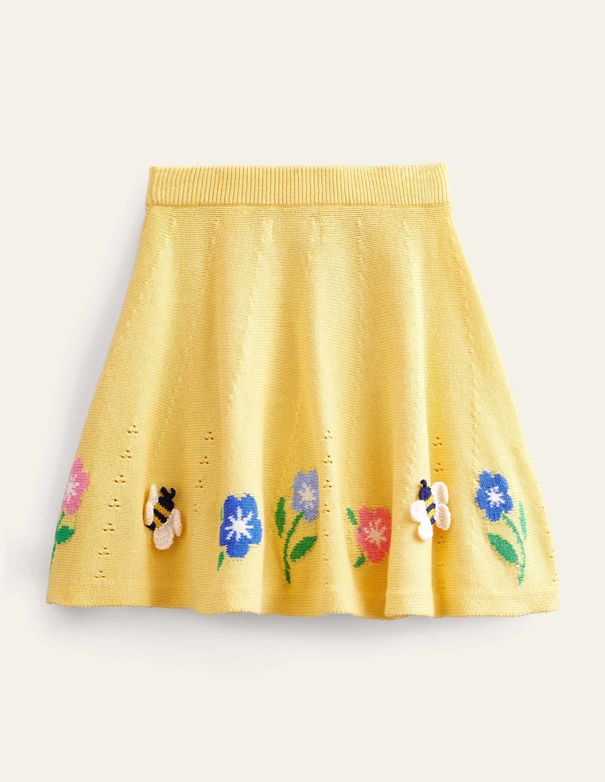 Embroidered Knitted Skirt-Soft Lemon - Image 2