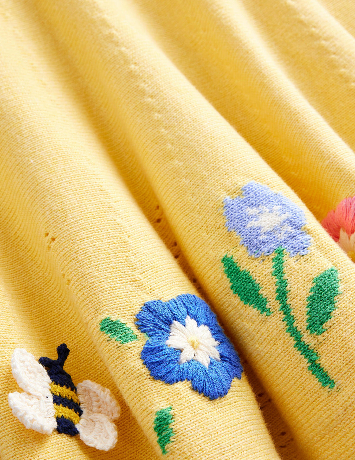 Embroidered Knitted Skirt-Soft Lemon-3