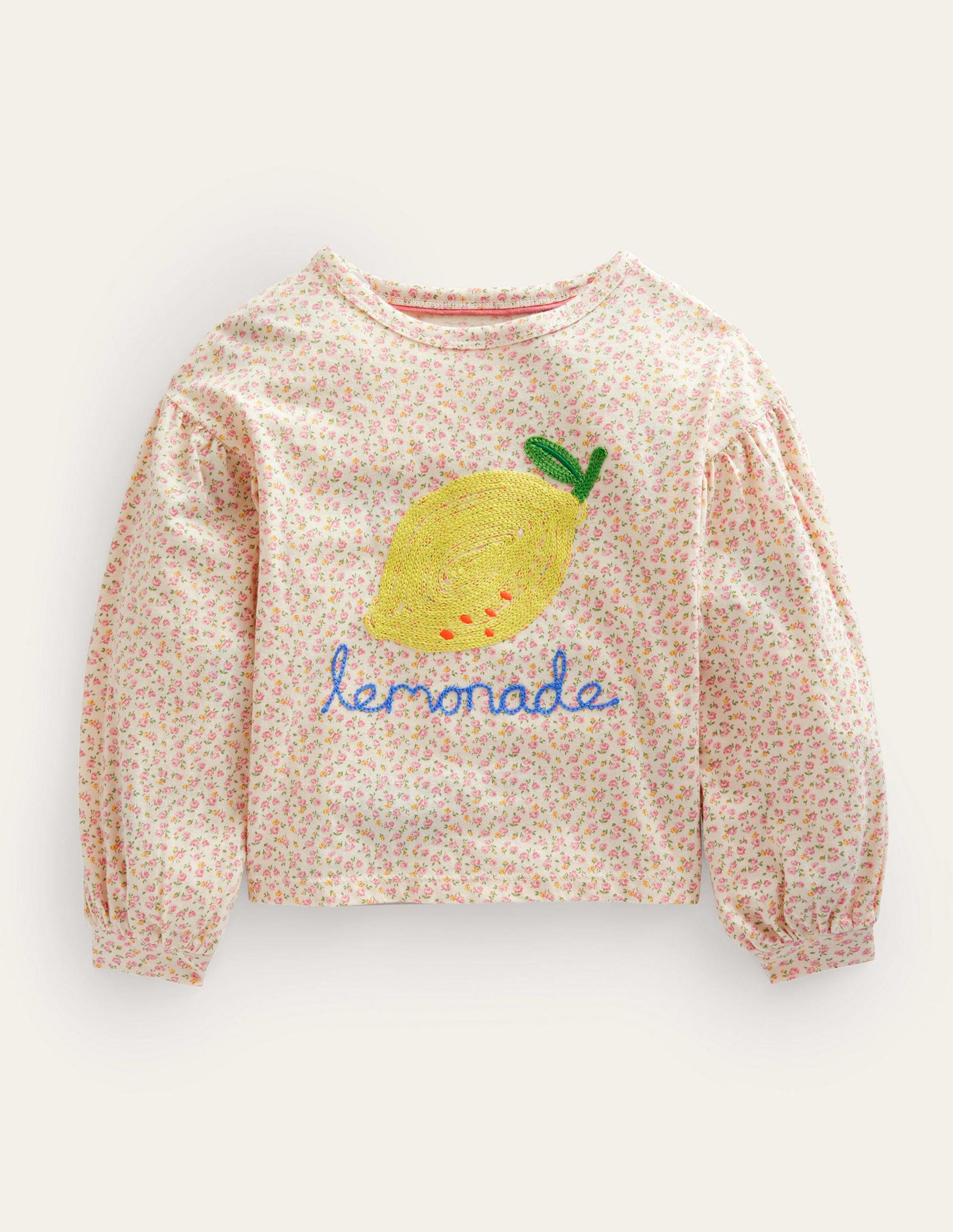 Embroidered Top-Ivory Floral Lemonade-1