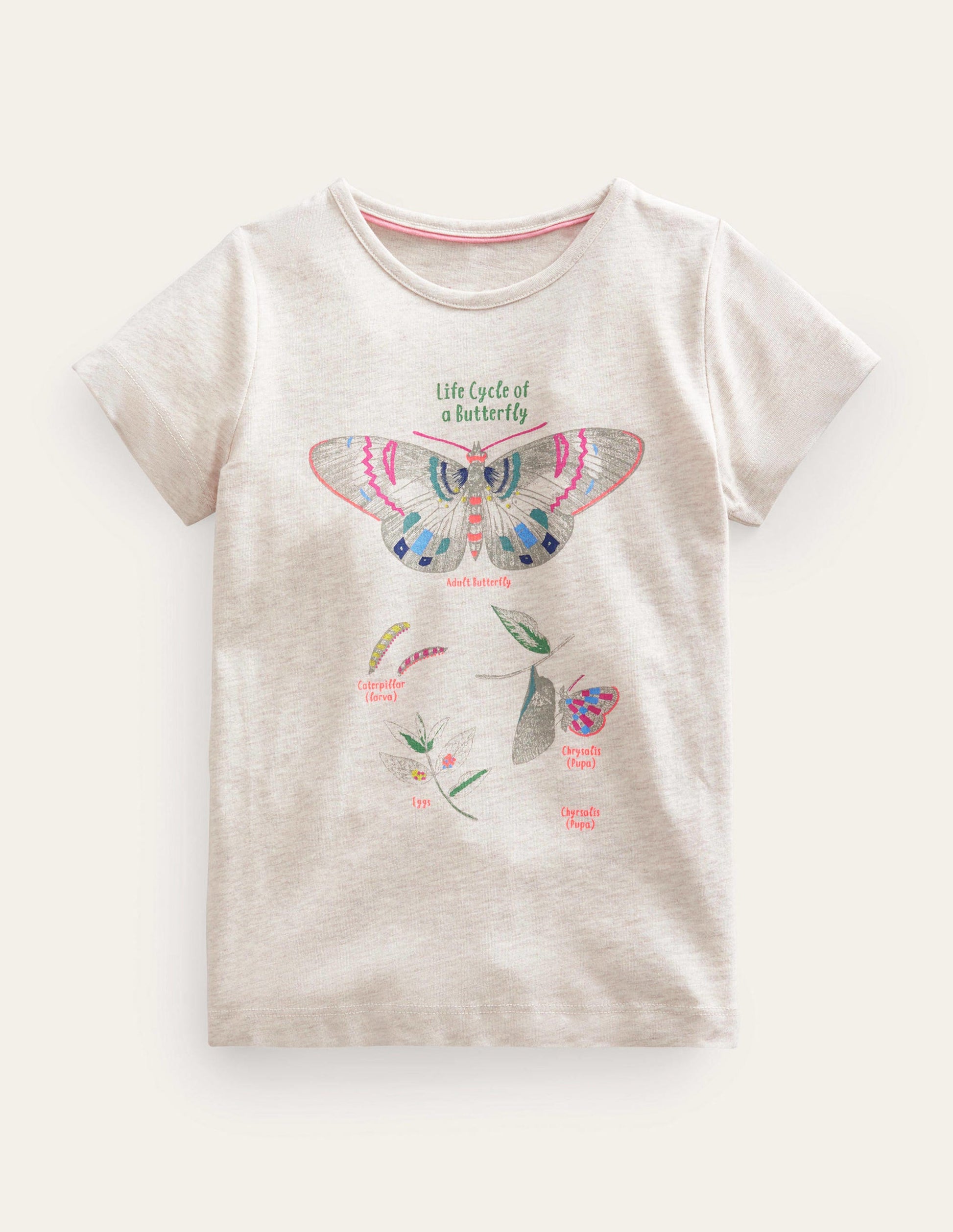 Logo Educational T-shirt-Oatmeal Marl Butterfly-1