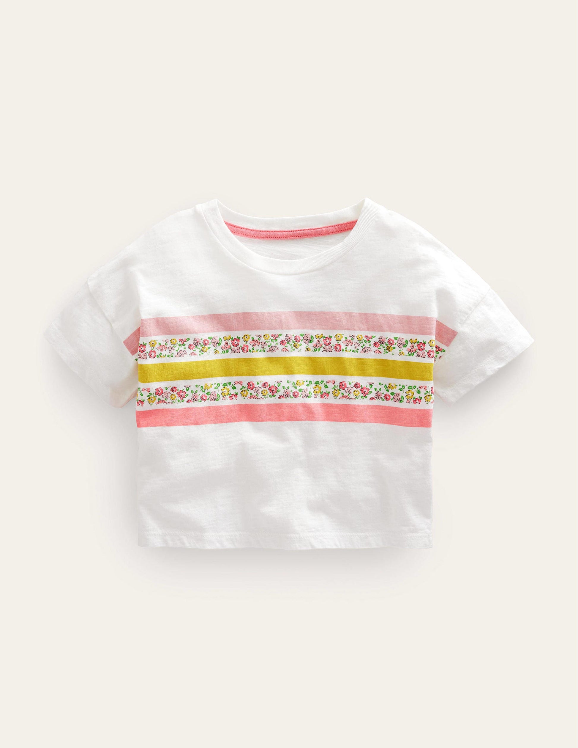 Relaxed T-shirt-Ivory Floral Stripe-1