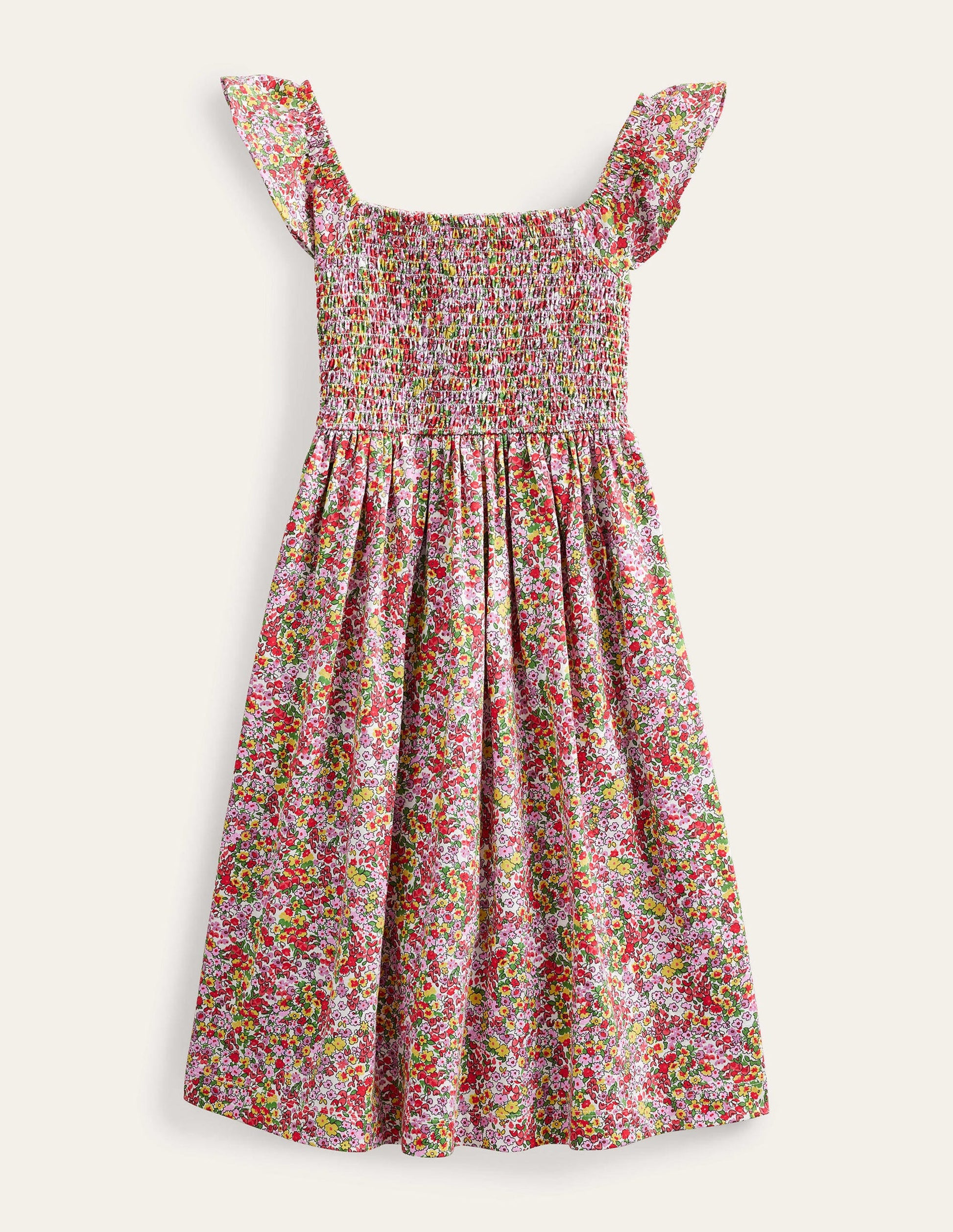 Shirred Jersey Dress-Peach Punch Spring Time Floral-1