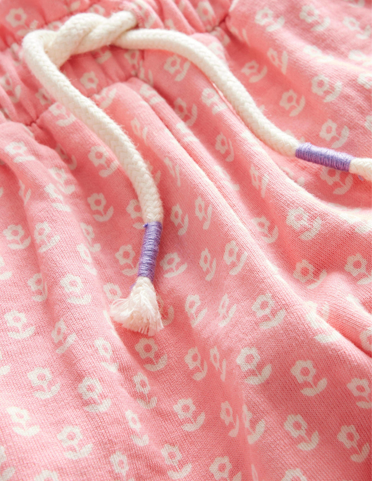 Ruffle Waist Sweat Shorts-Crab Apple Pink Floral-3