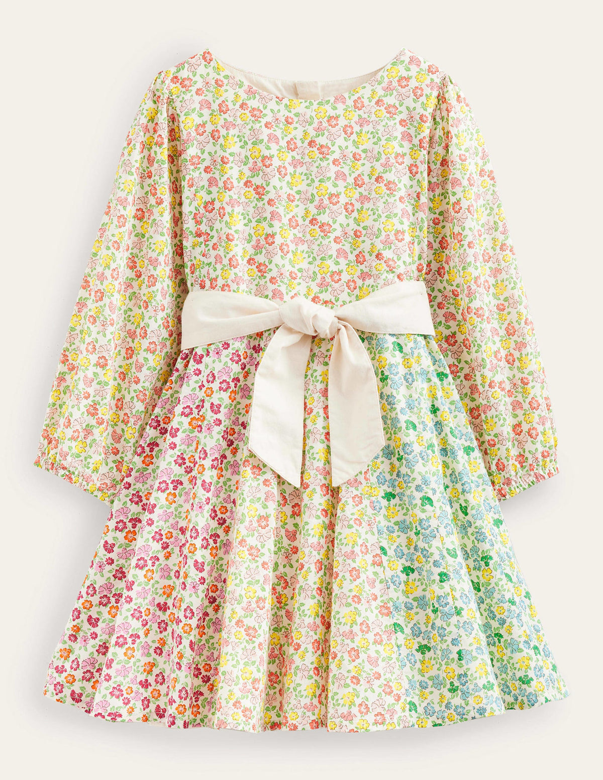 Full Skirt Bow Dress-Rainbow Hotchpotch Floral - Image 1