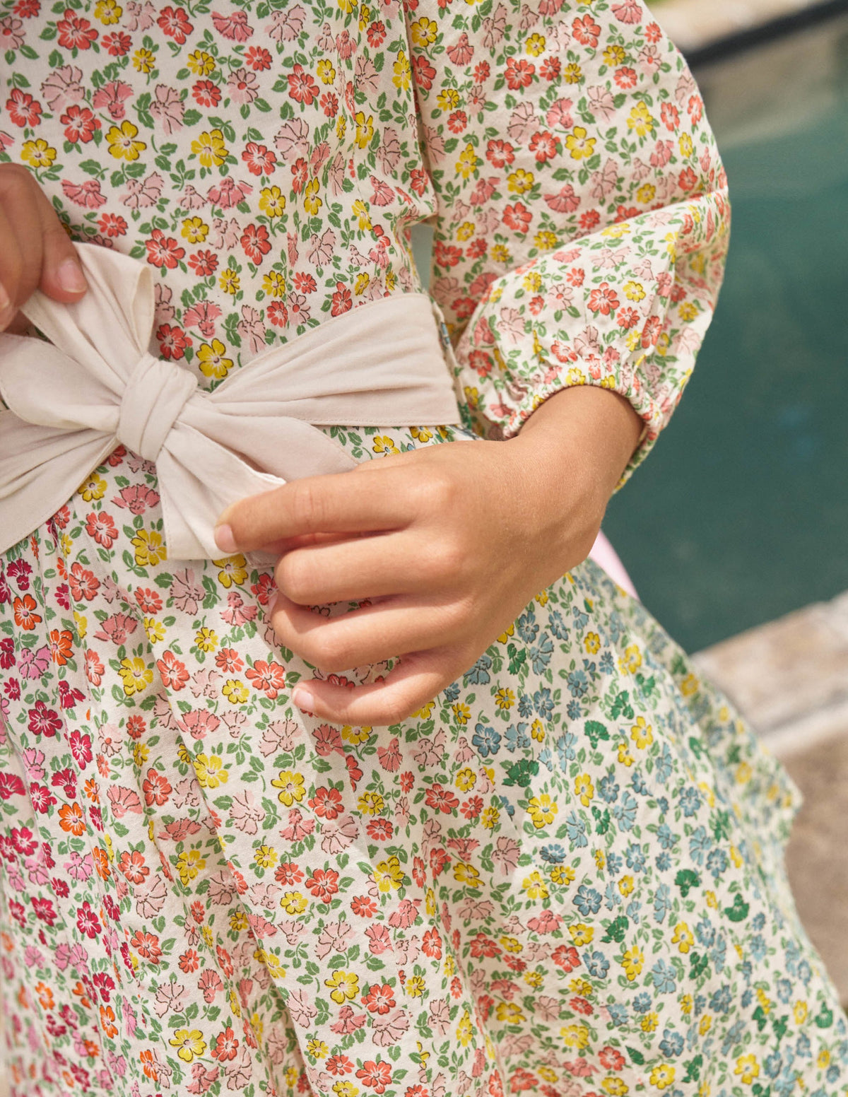 Full Skirt Bow Dress-Rainbow Hotchpotch Floral - Image 6