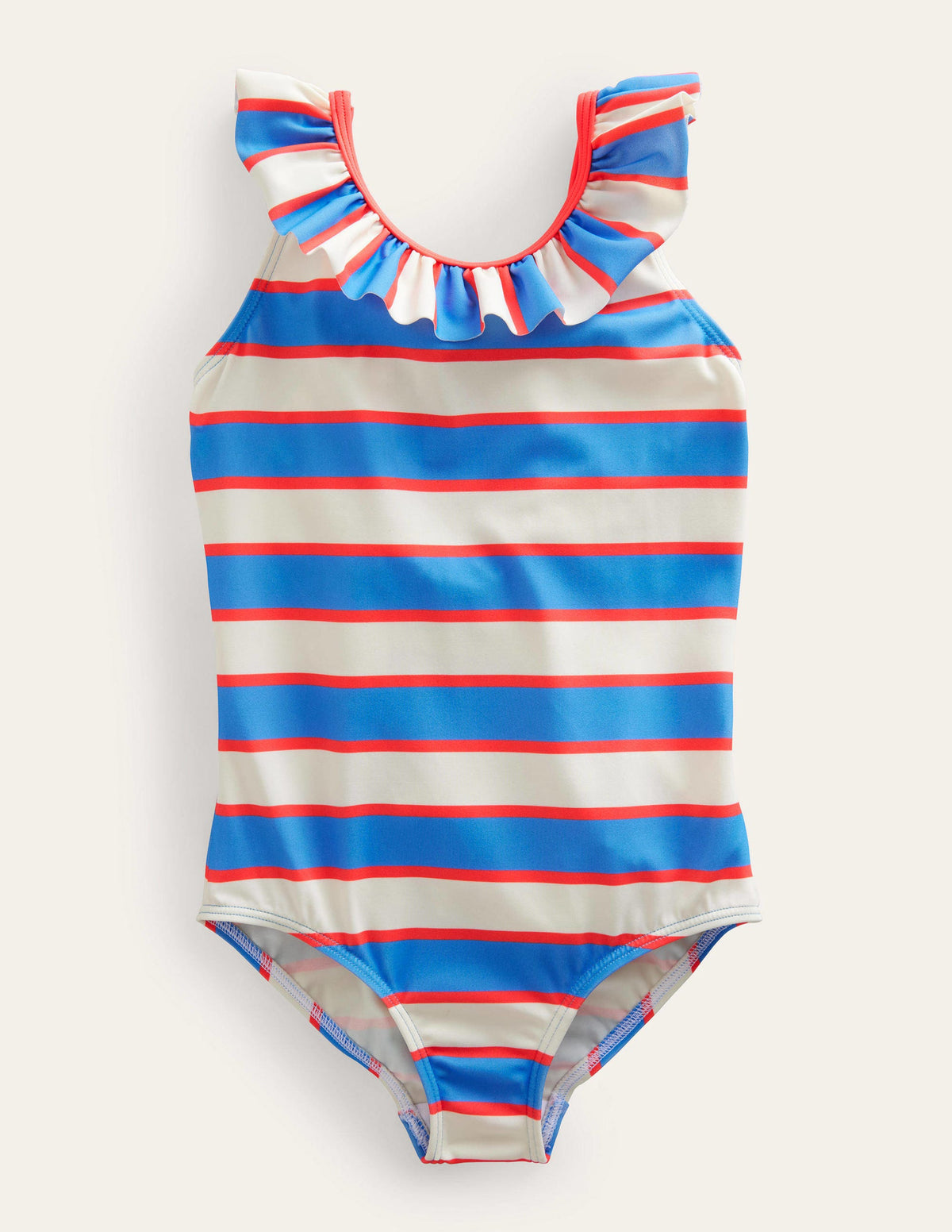 Frilly Swimsuit-Penzance Blue and Red Stripe - Image 1
