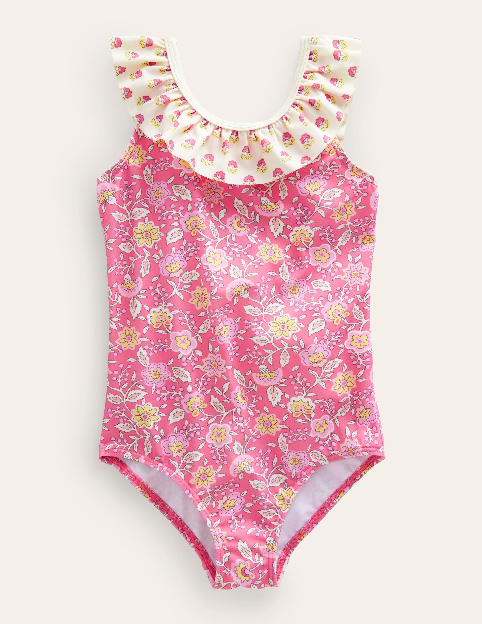 Frilly Swimsuit-Peach Punch Floral Vine-1