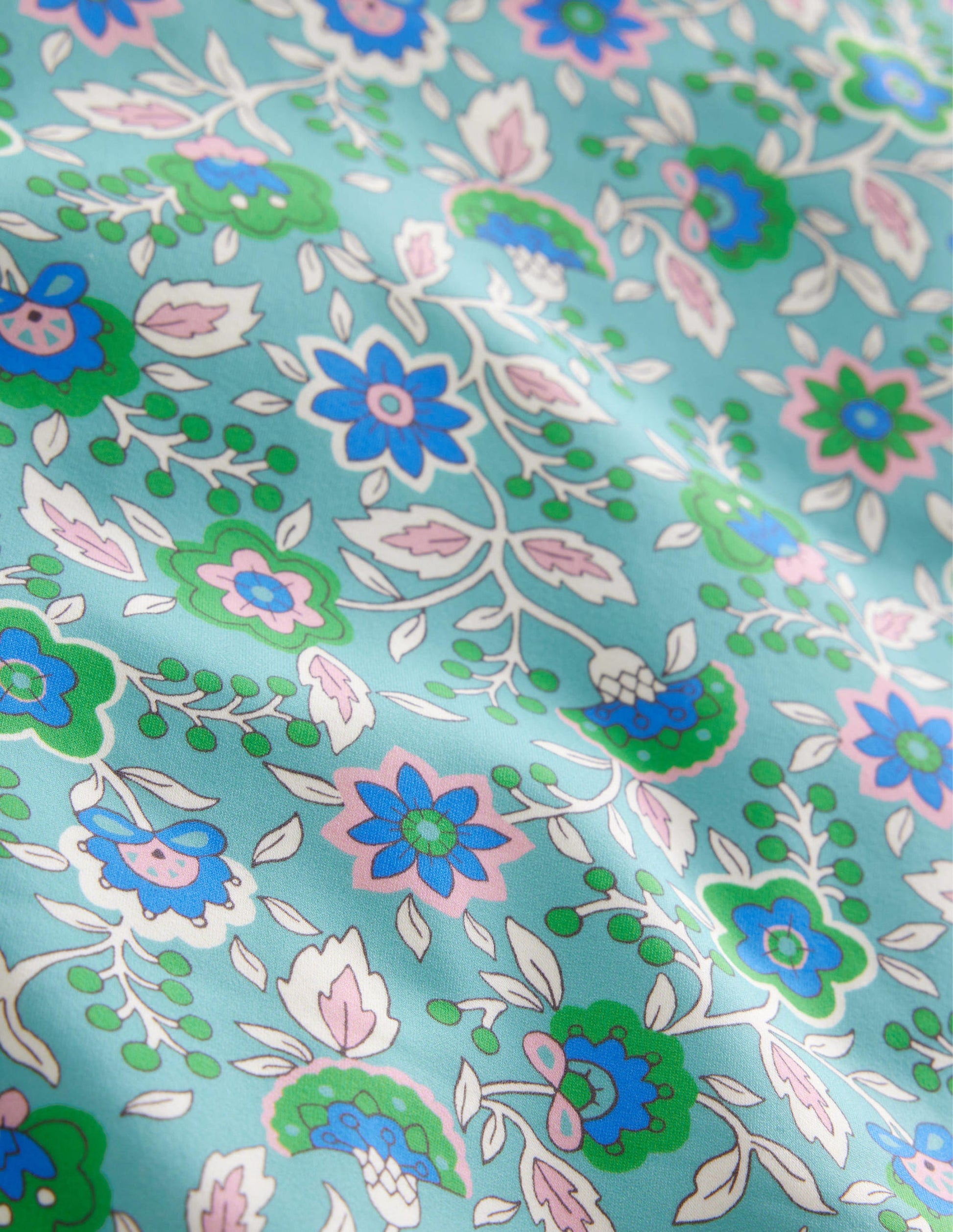 Puff Sleeve Swimsuit-Aqua Sea Floral Vine-3