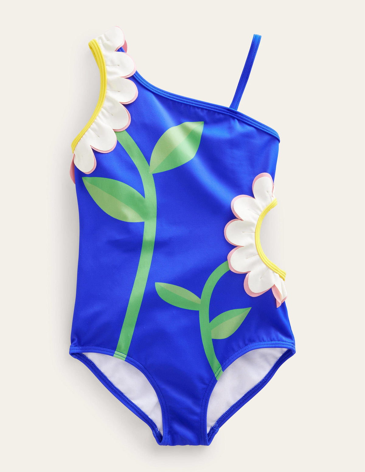 Cut-Out Flower Swimsuit-Cobalt Blue Flower - Image 1