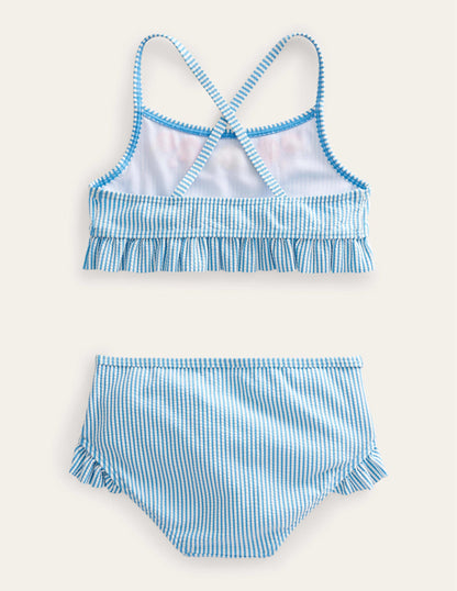 Embroidered Frilly Bikini-Ivory, Surfboard Blue Stripe-2