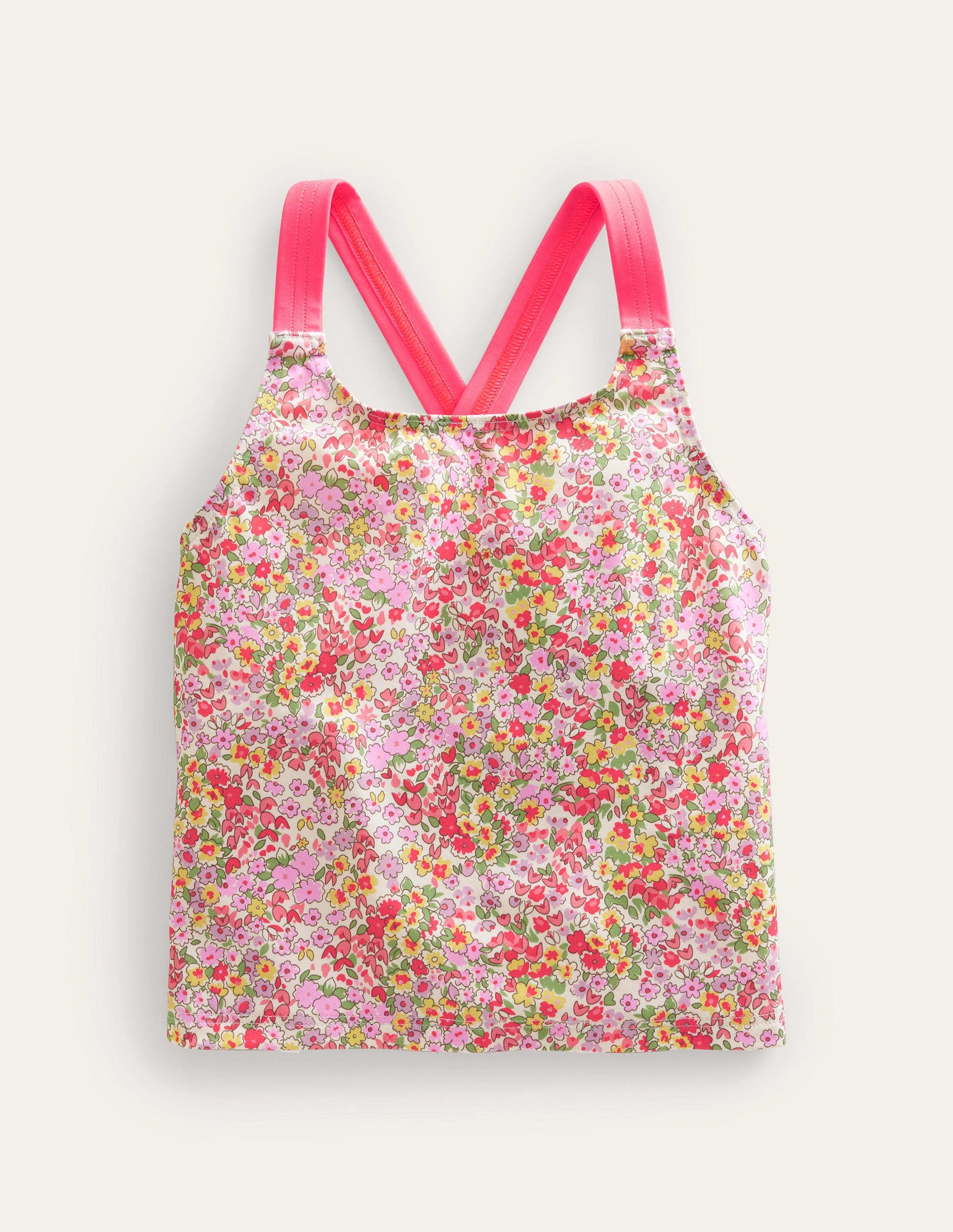 Cross Back Tankini Top-Vanilla Pod Spring Time Floral-1