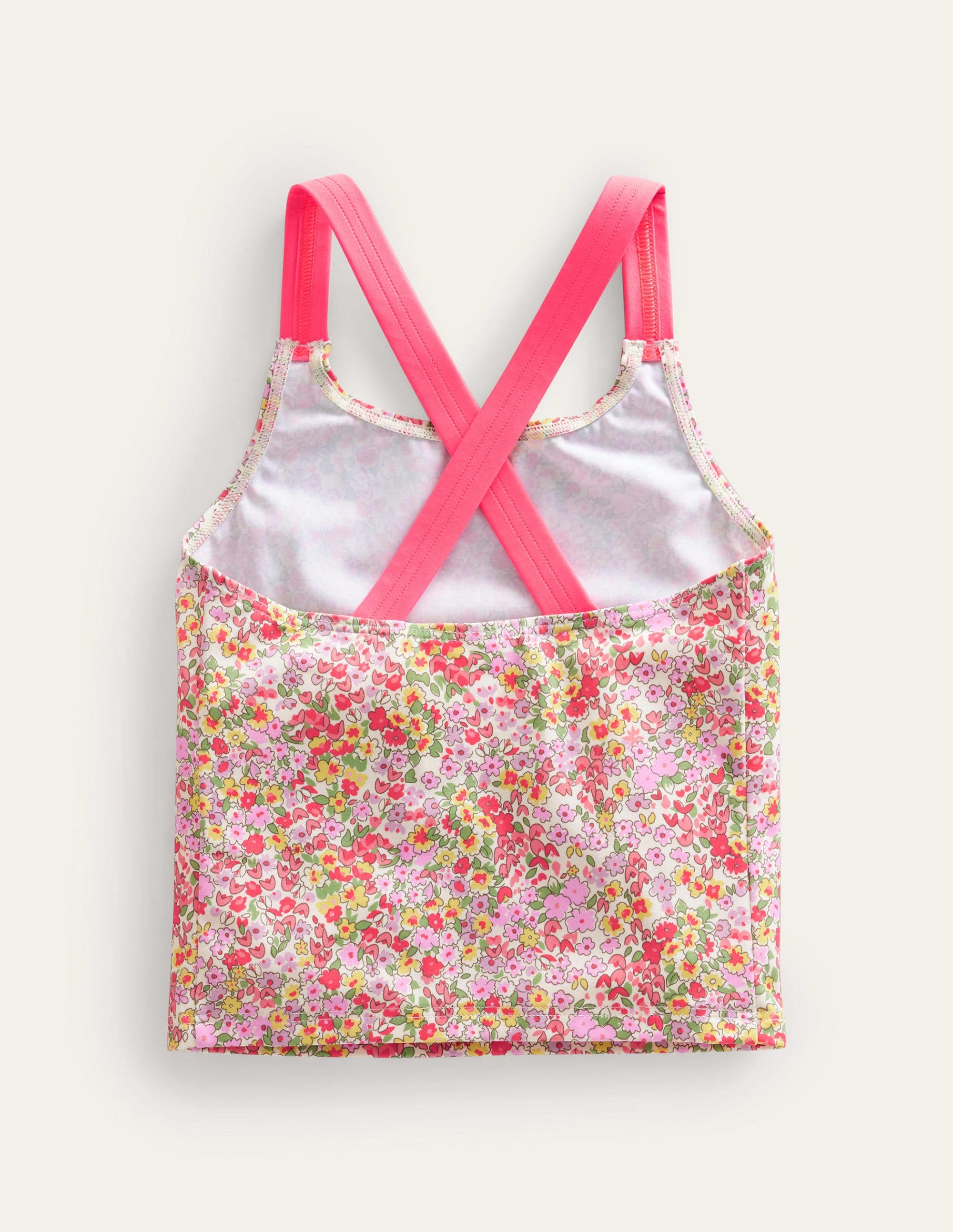 Cross Back Tankini Top-Vanilla Pod Spring Time Floral - Image 2