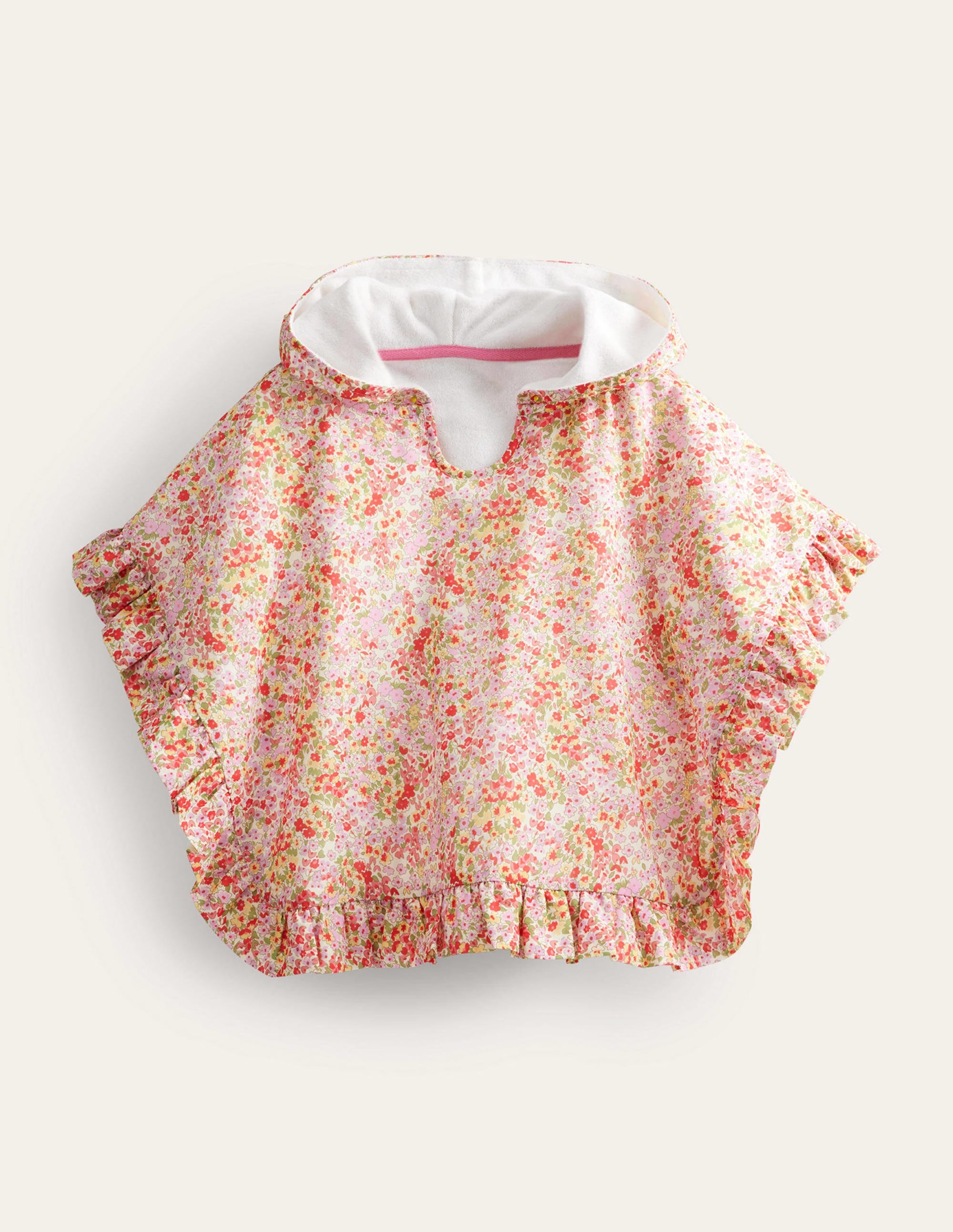 Towelling Poncho Hoodie-Spring Time Floral - Image 1