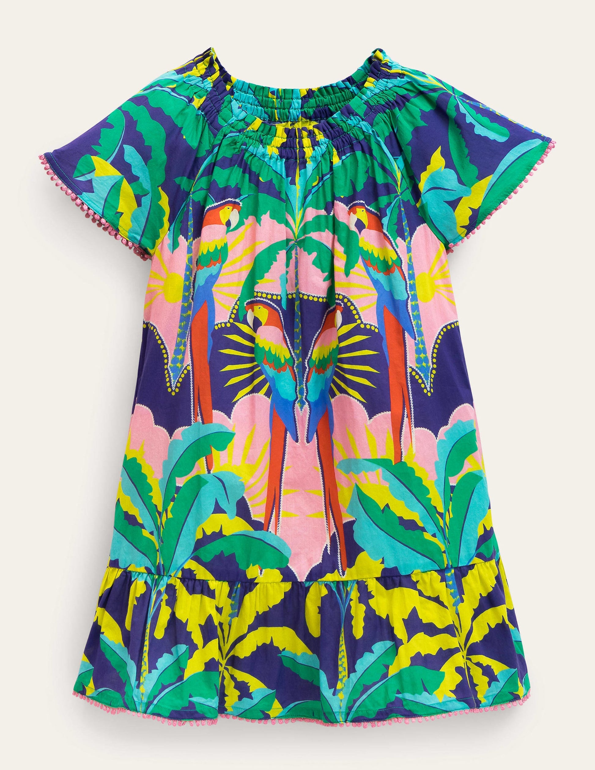 Smocked Kaftan-Multi Parrot-1