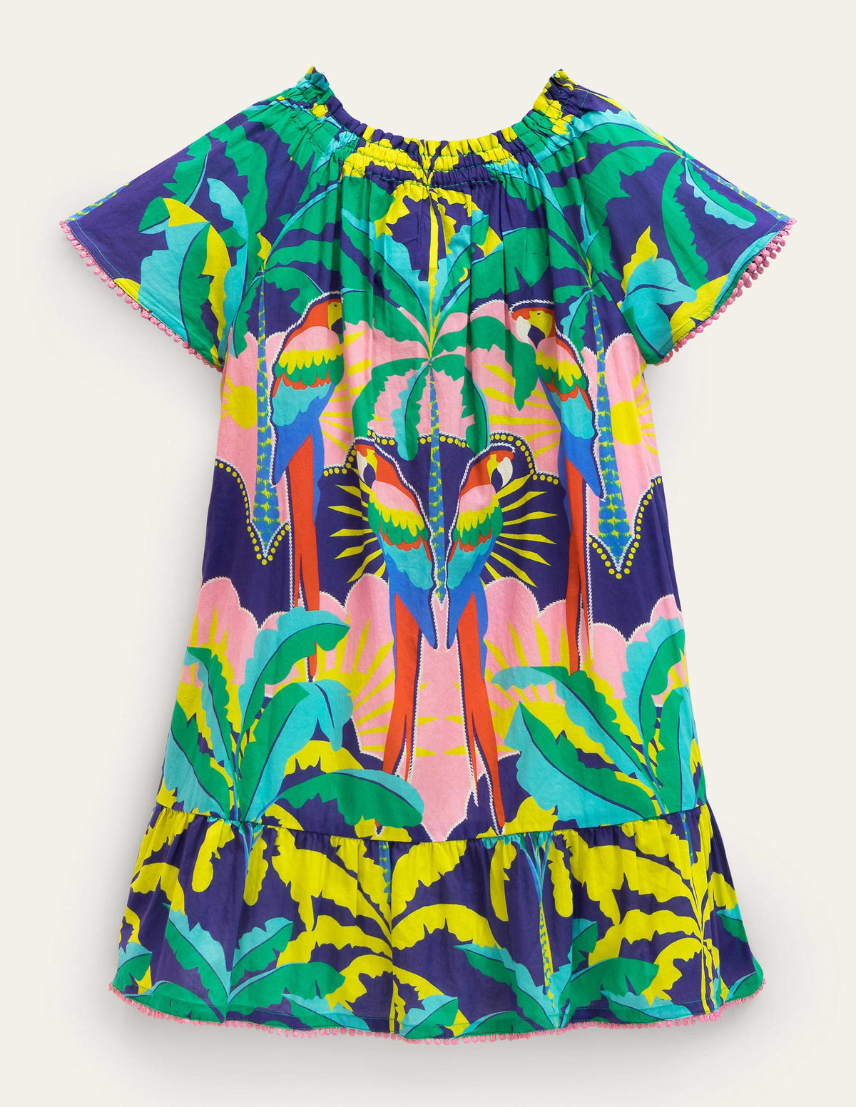 Smocked Kaftan-Multi Parrot-2