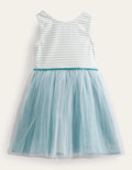 Jersey Tulle Mix Dress-Tropical Rain Green