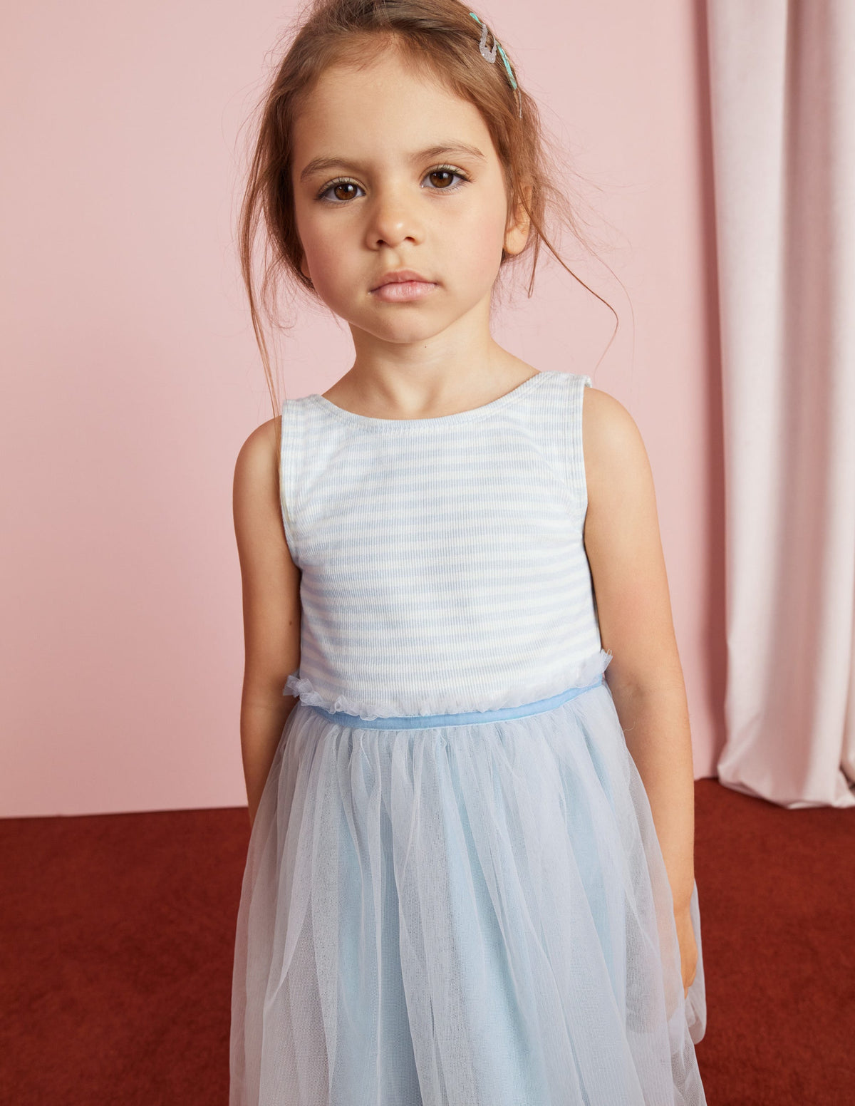 Jersey Tulle Mix Dress-Provence Blue-5