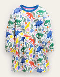 Relaxed Jersey Dress-Vanilla Pod Dinosaurs