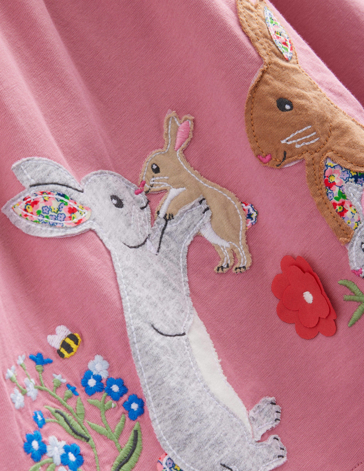 Jersey Appliqué Dress-Formica Pink Bunnies - Image 3