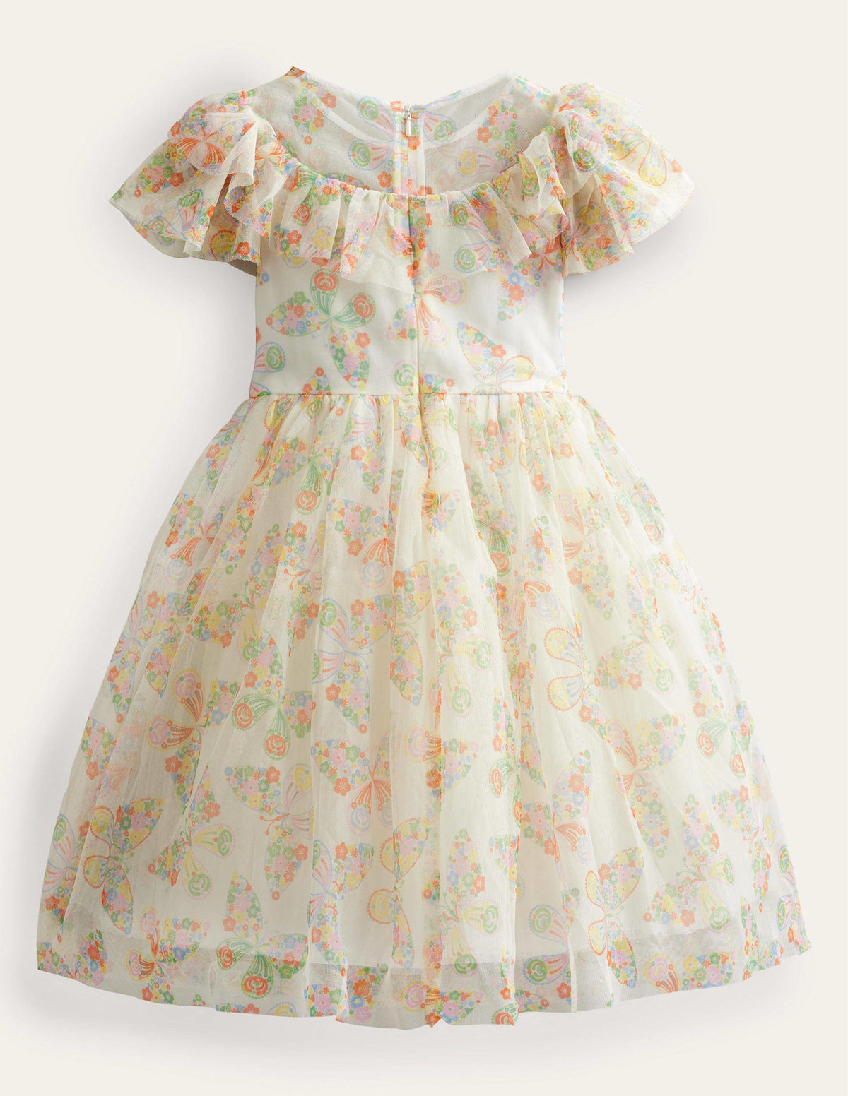 Frilly Tulle Dress-Ivory Multi Butterflies - Image 2