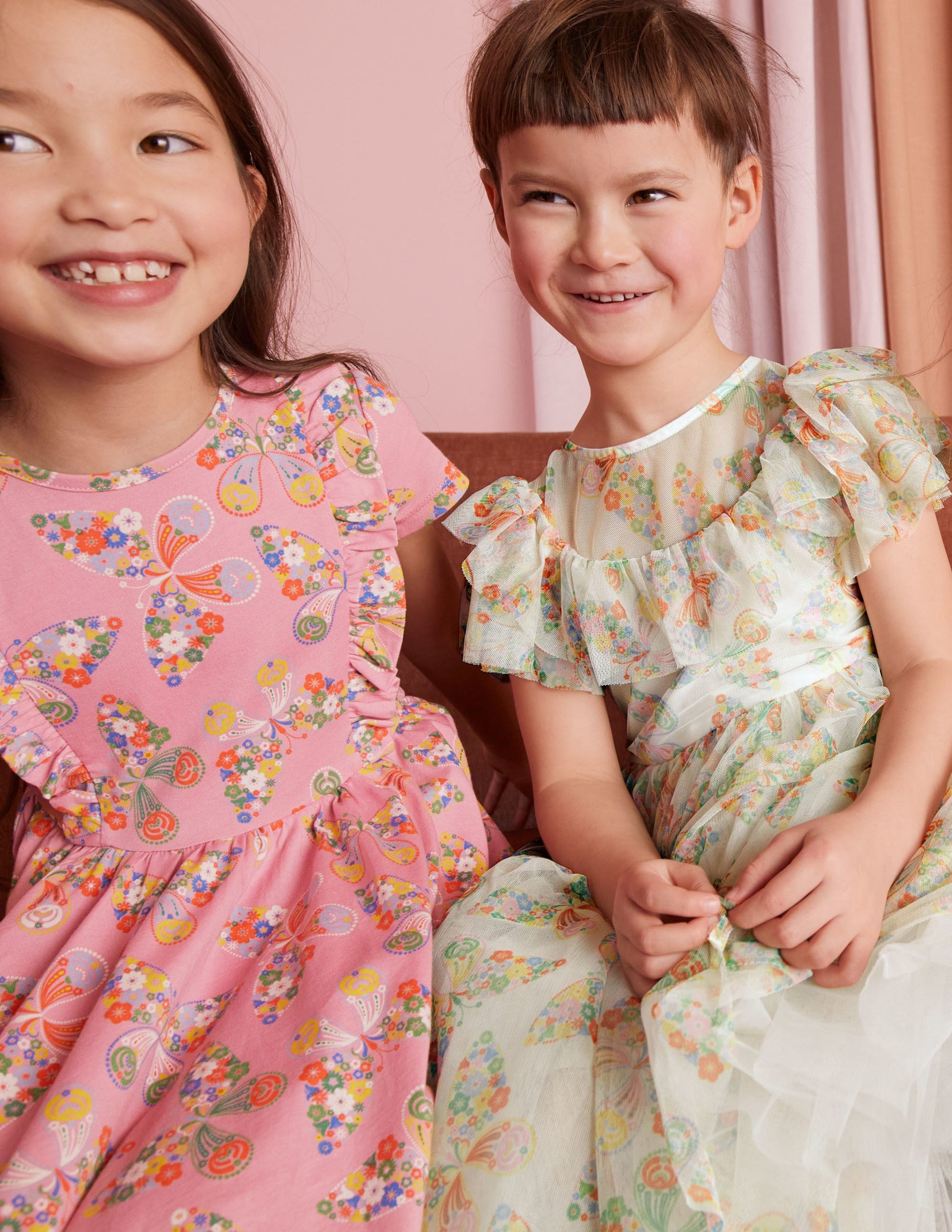 Frilly Tulle Dress-Ivory Multi Butterflies-5