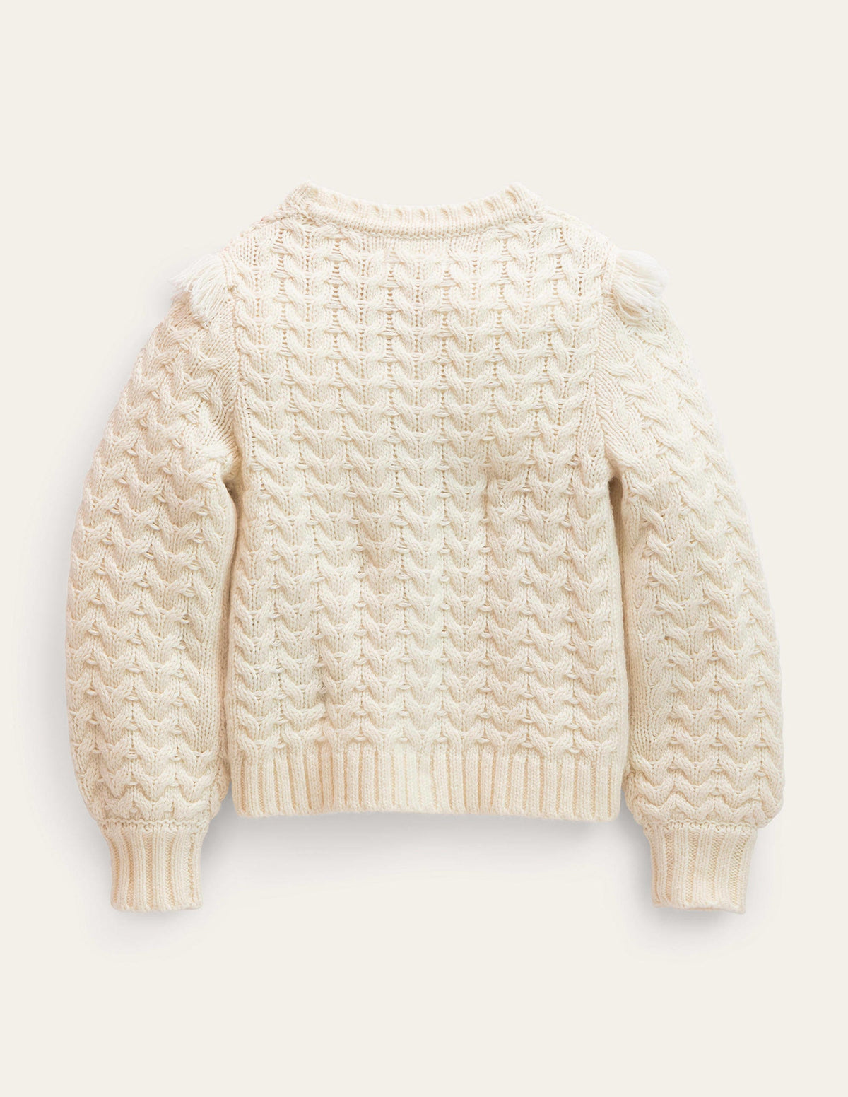 Tassle Yoke Cable Cardigan-Ecru Marl-2