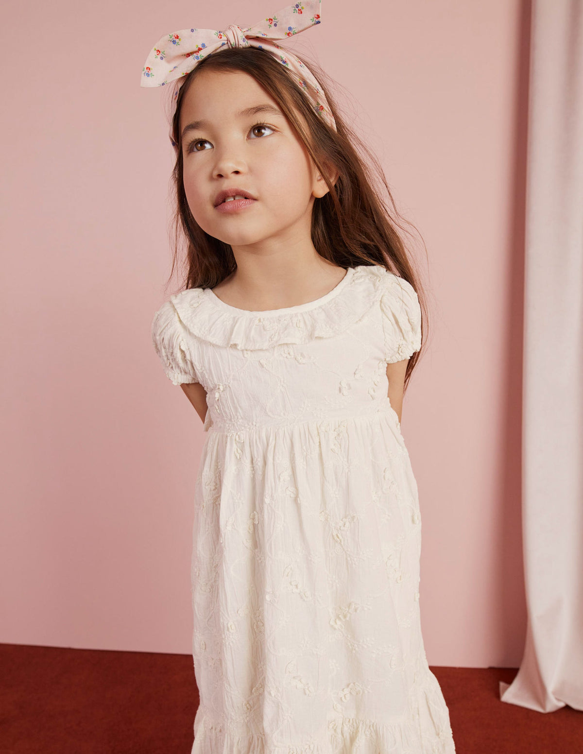 Dip Hem Broderie Dress-Ivory - Image 10