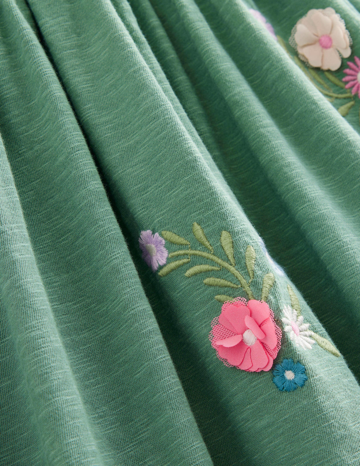 Embroidered Jersey Dress-Csarite Green-3