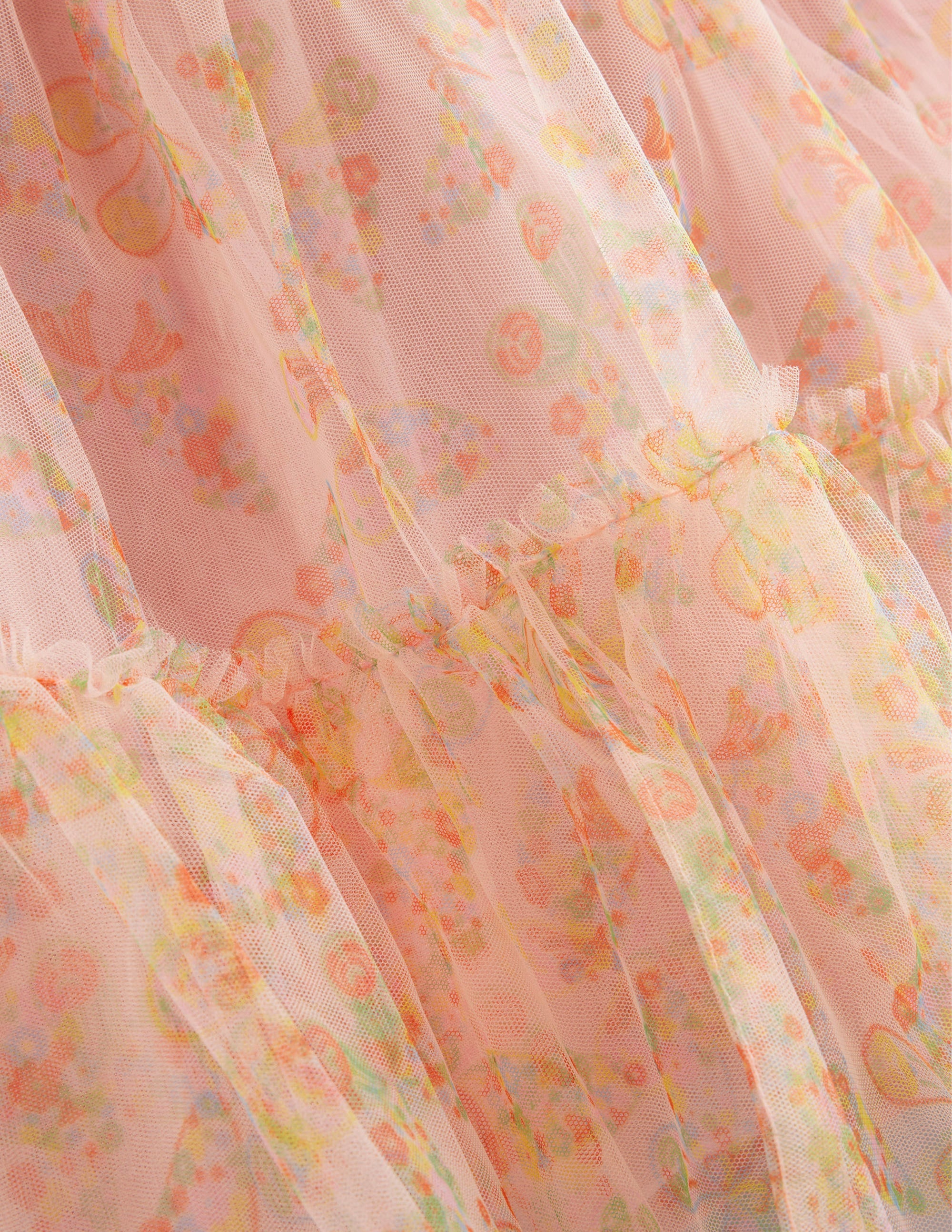Printed Tiered Tulle Skirt-Rose Pink Butterflies - Image 3