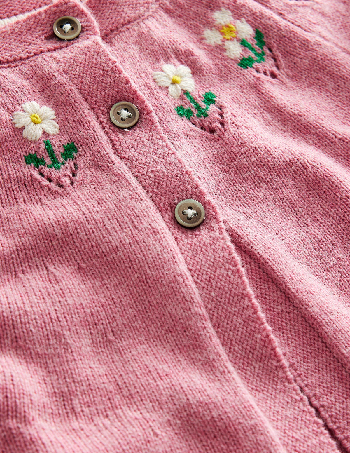 Embroidered Flower Cardigan-Almond Pink Marl - Image 3