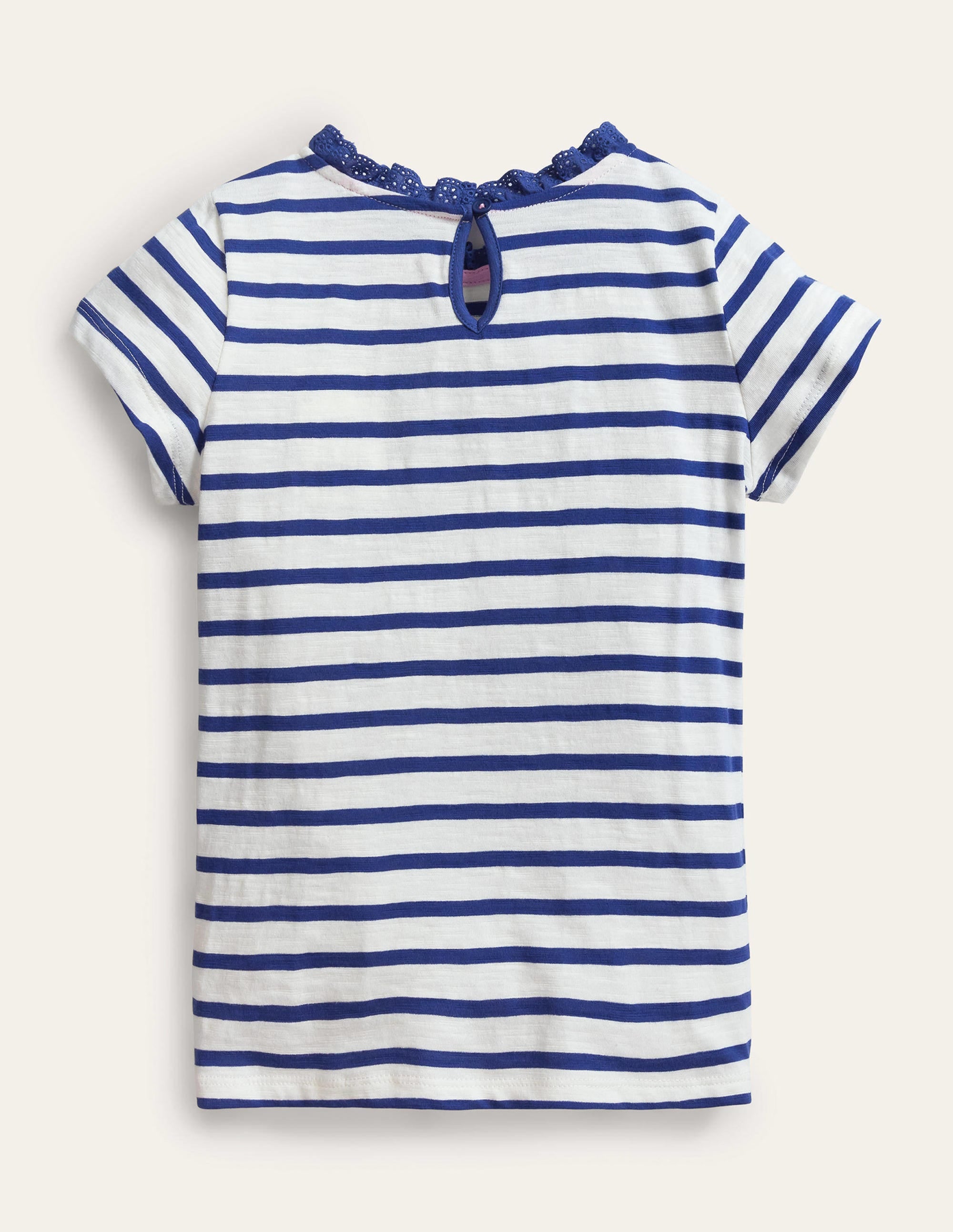 Broderie Pocket T-shirt-Starboard Blue/Ivory - Image 2