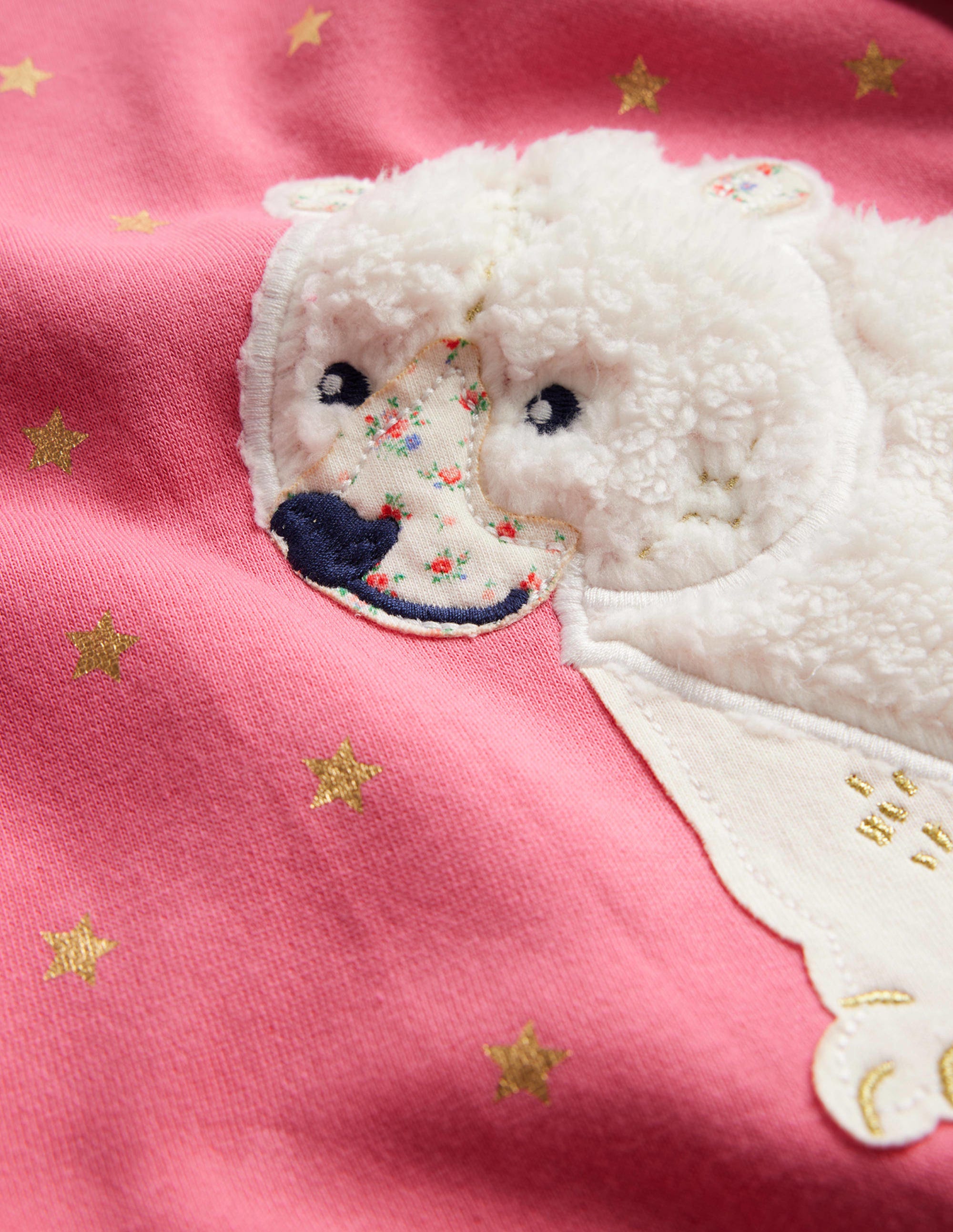 Cosy Appliqué Sweatshirt Dress-Blush Pink Arctic Animals - Image 3