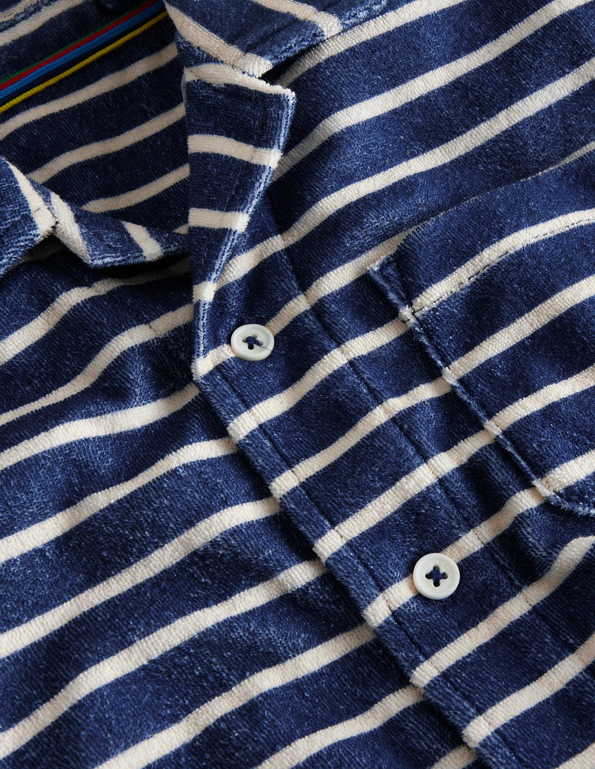 Towelling Shirt-College Navy / Vanilla Pod-3