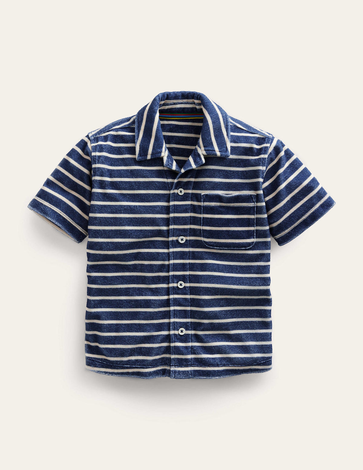Towelling Shirt-College Navy / Vanilla Pod-1