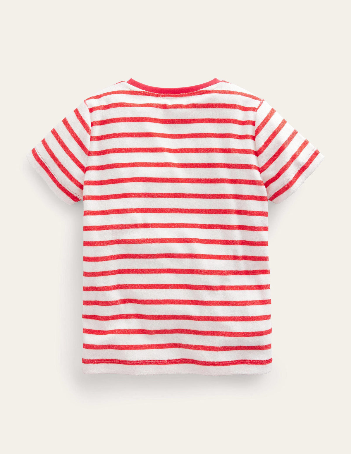 Towelling Logo T-shirt-Ivory/Red - Image 2