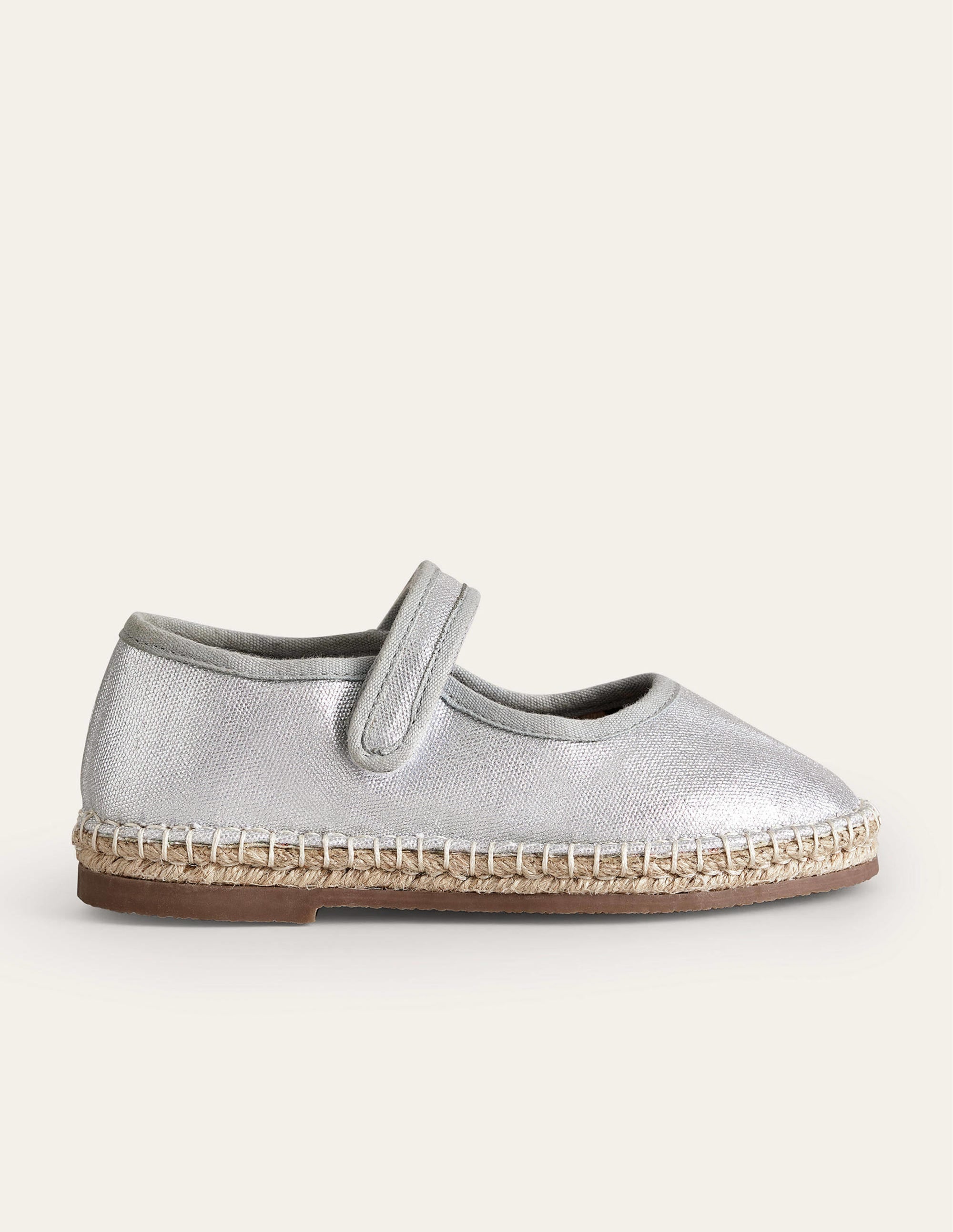 Canvas Trim Espadrilles-Metallic Silver - Image 1