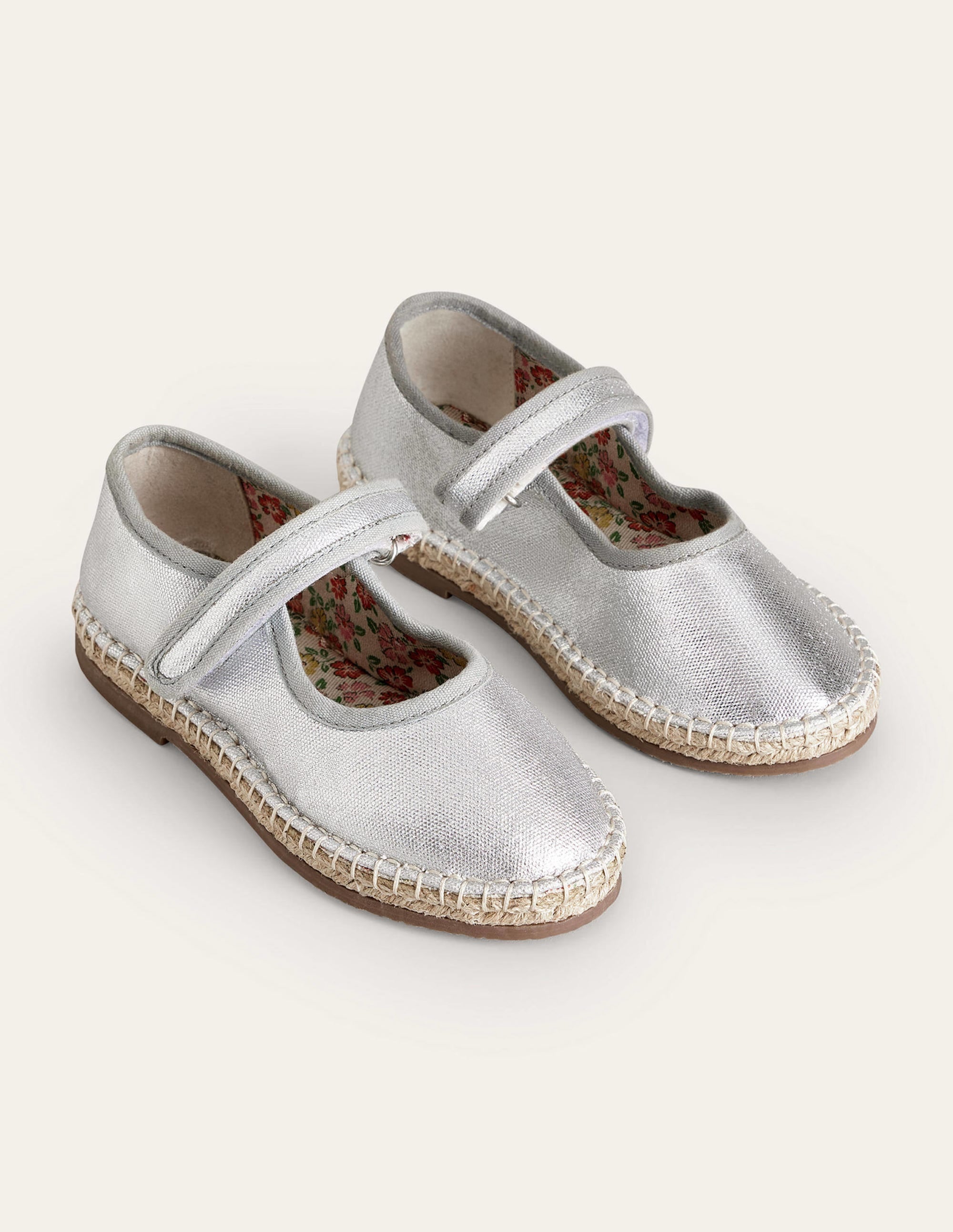 Canvas Trim Espadrilles-Metallic Silver - Image 2
