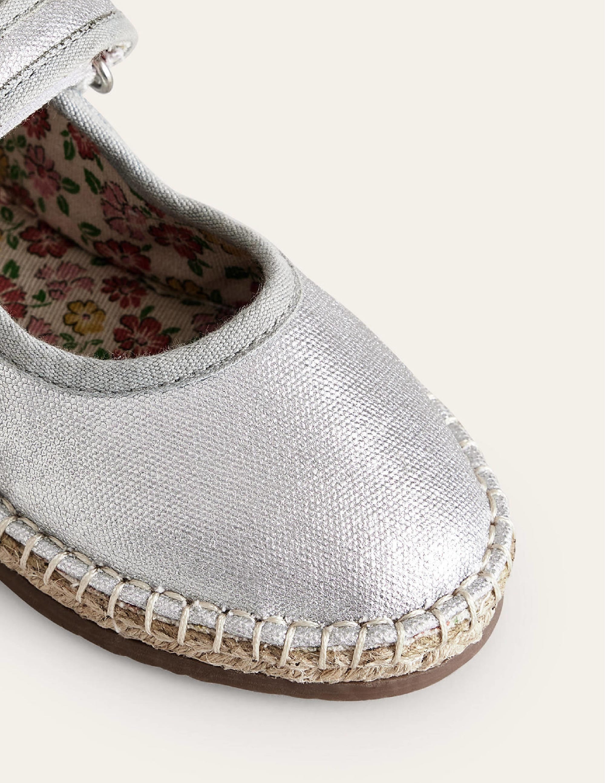 Canvas Trim Espadrilles-Metallic Silver - Image 3