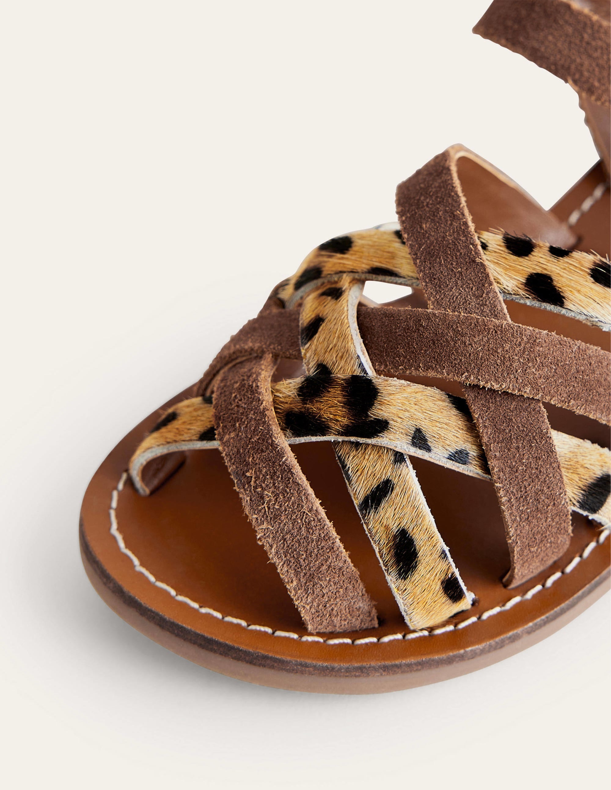 Strappy Sandals-Brown/Animal Combo - Image 3