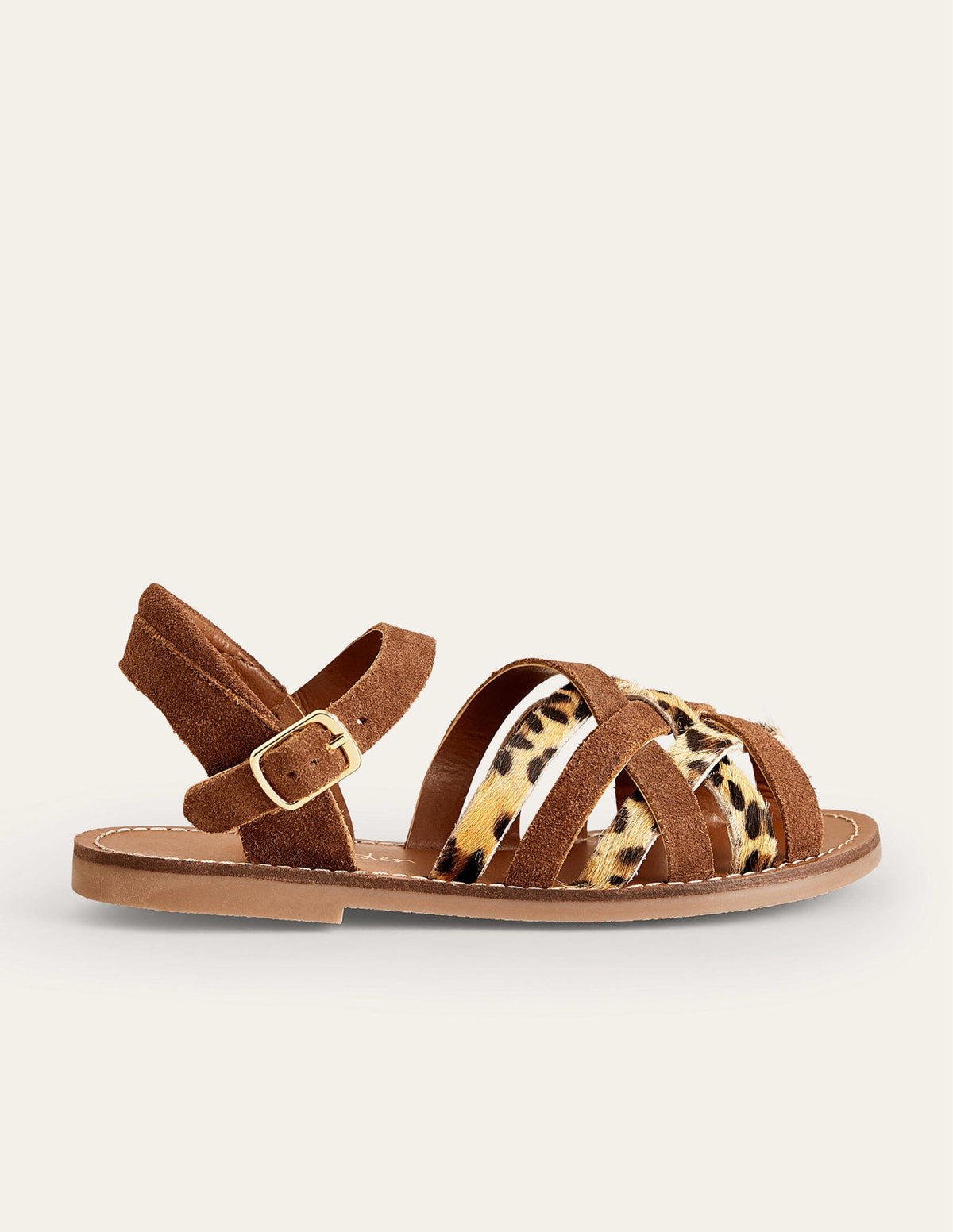 Strappy Sandals-Brown/Animal Combo - Image 1
