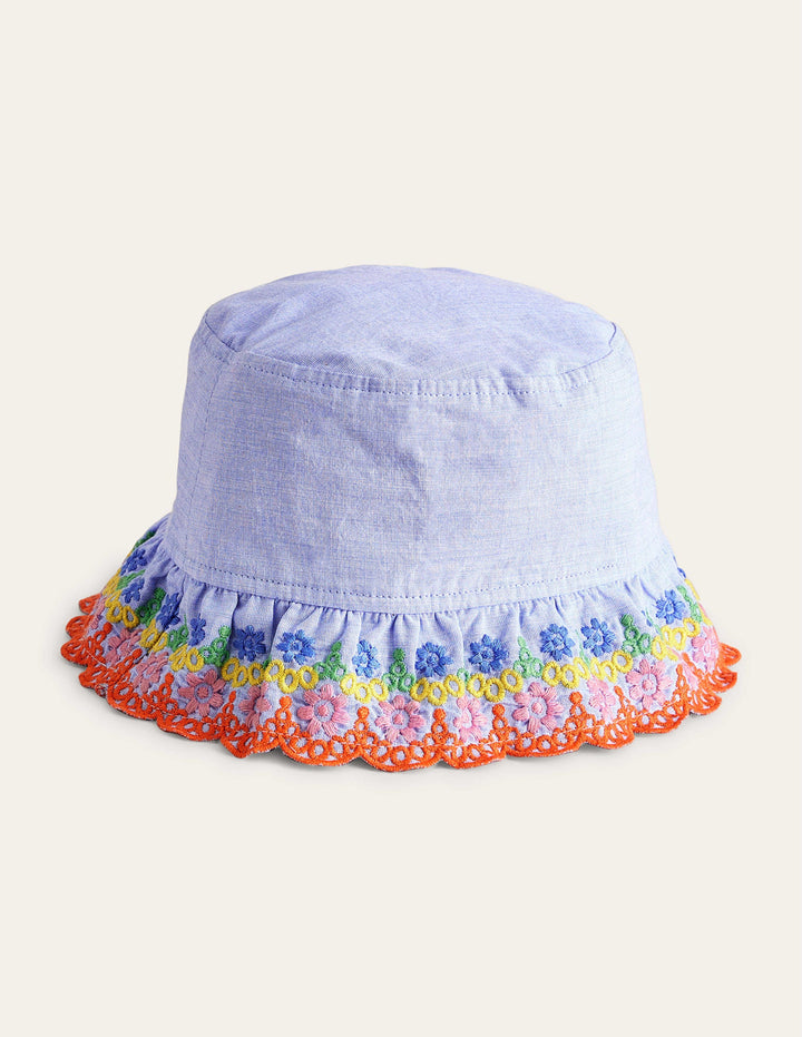 Broderie Bucket hat-Chambray Blue