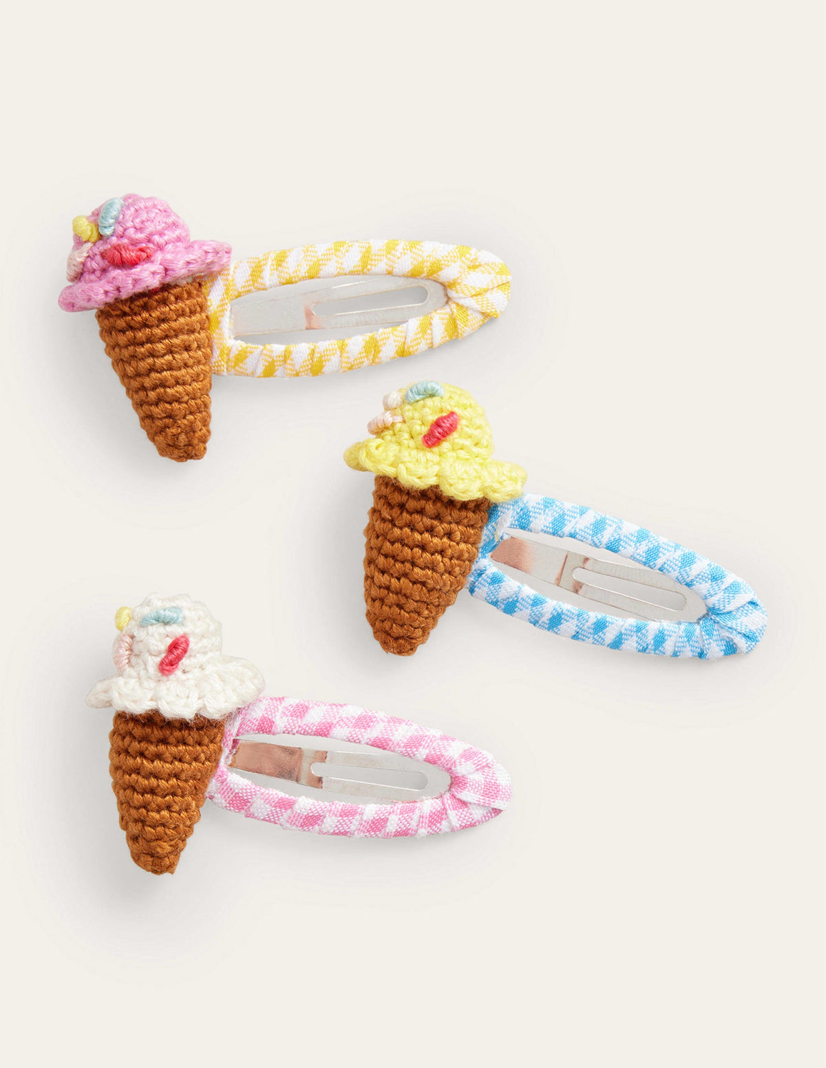 3 Pack Hair Clips-Gingham Ice Creams - Image 1