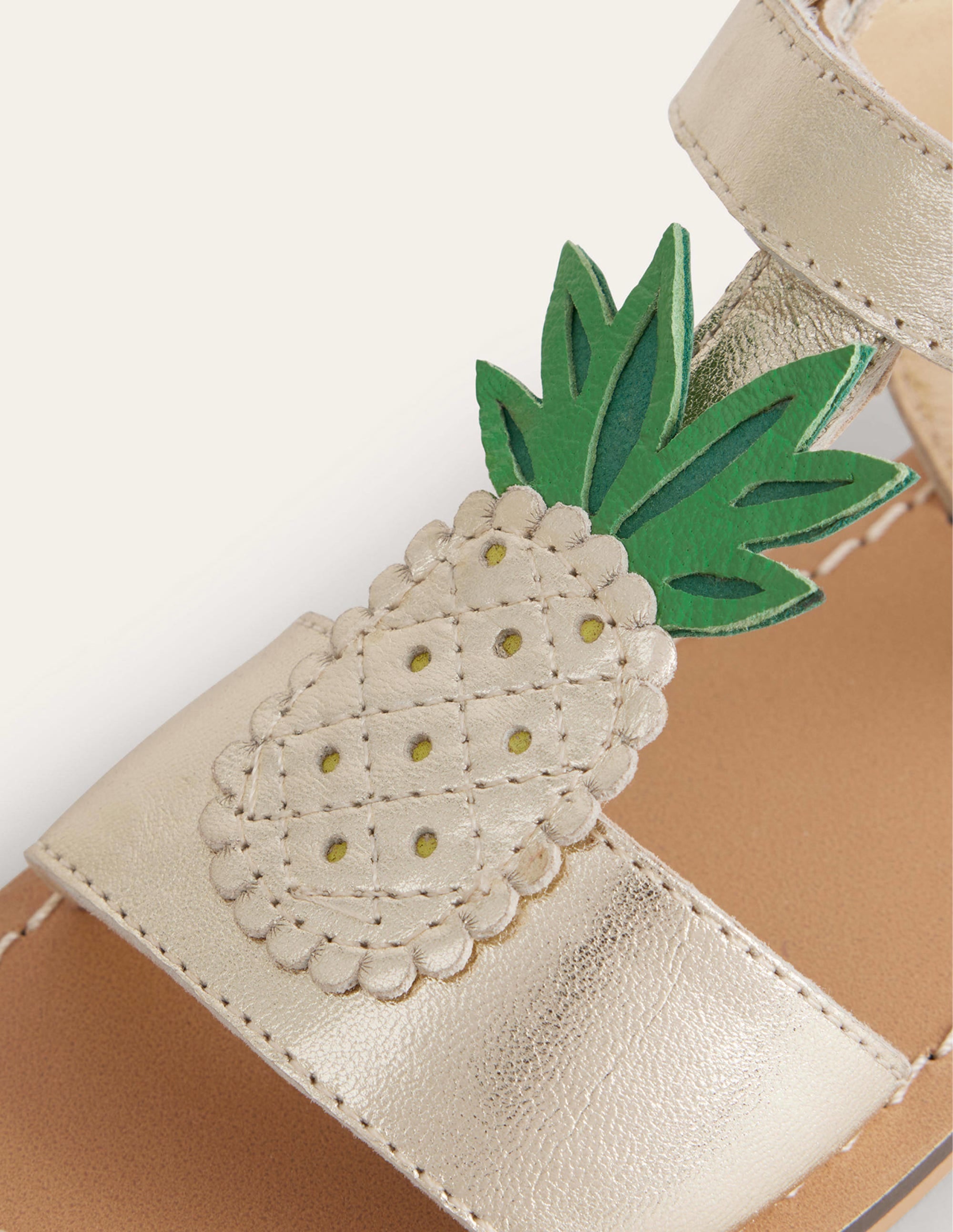Novelty Sandals-Gold Metallic Pineapple - Image 3