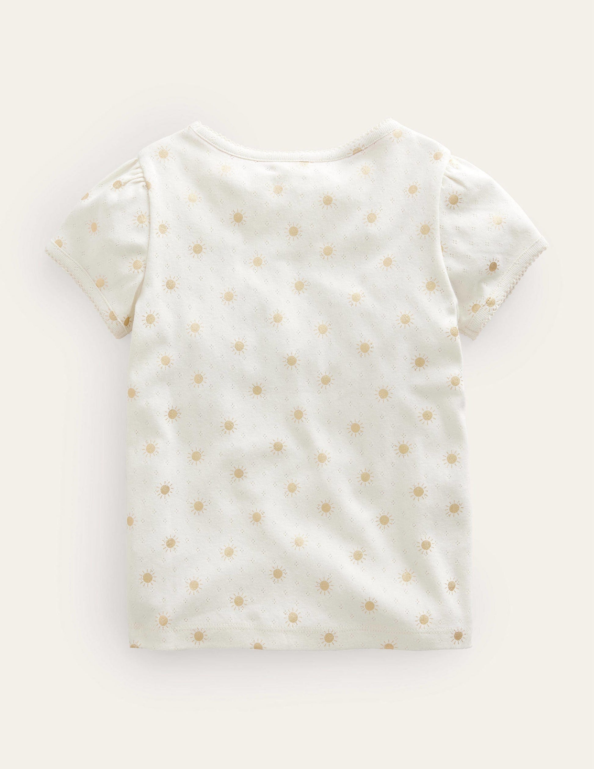 Short-Sleeved Pointelle Top-Ivory/Gold Suns-2